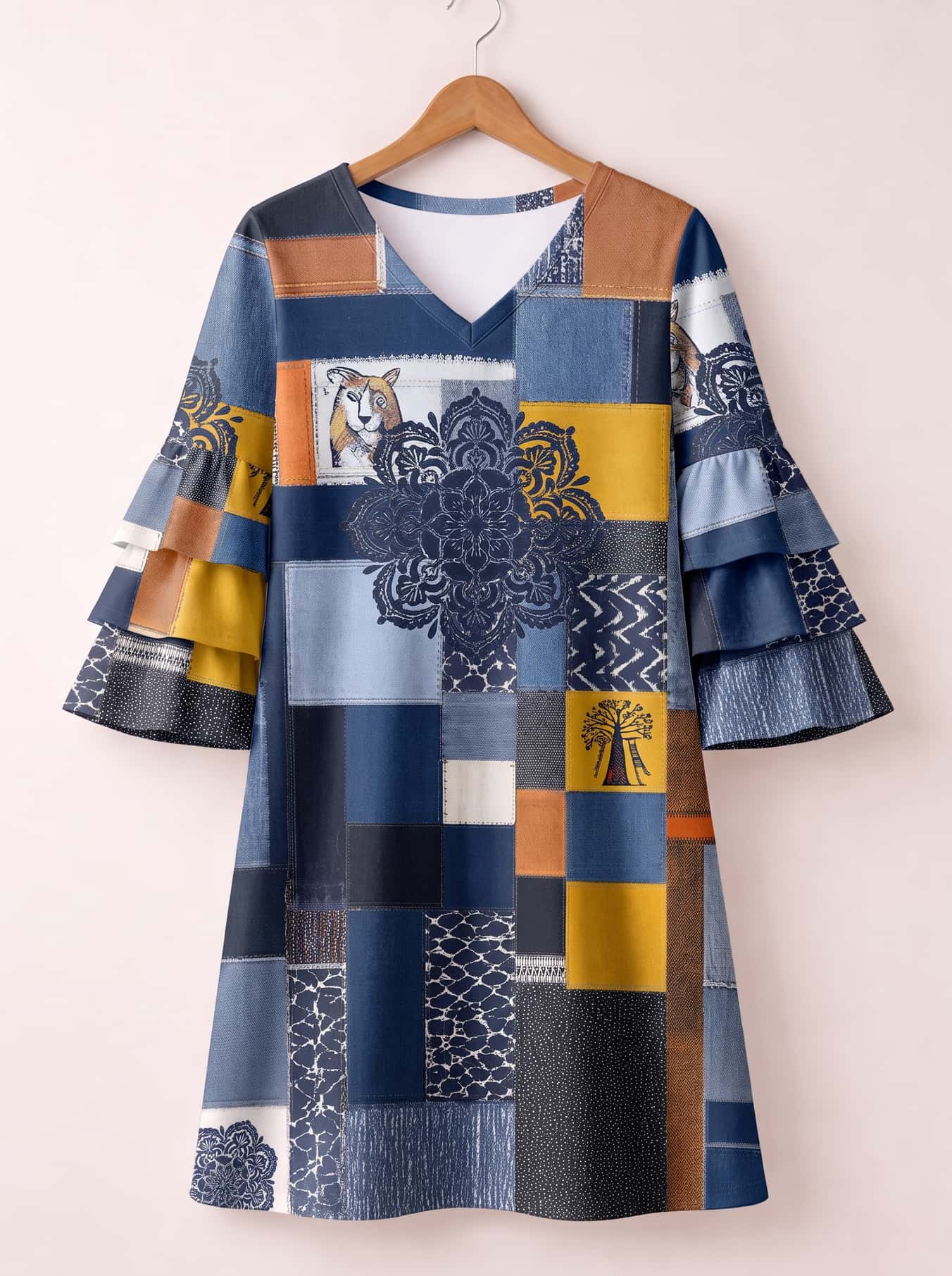 "BORO" Stacked Ruffle Sleeve Dress