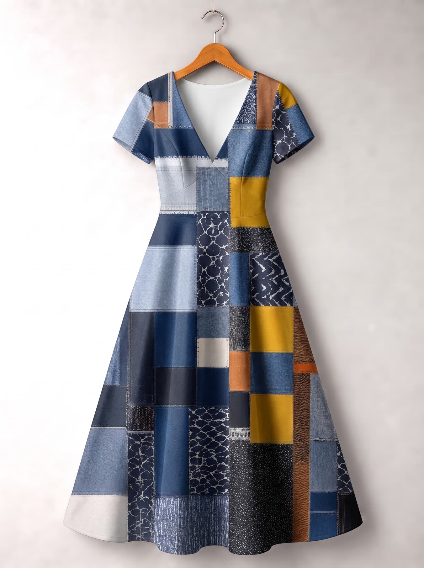 "BORO" Short Sleeve Maxi Dress
