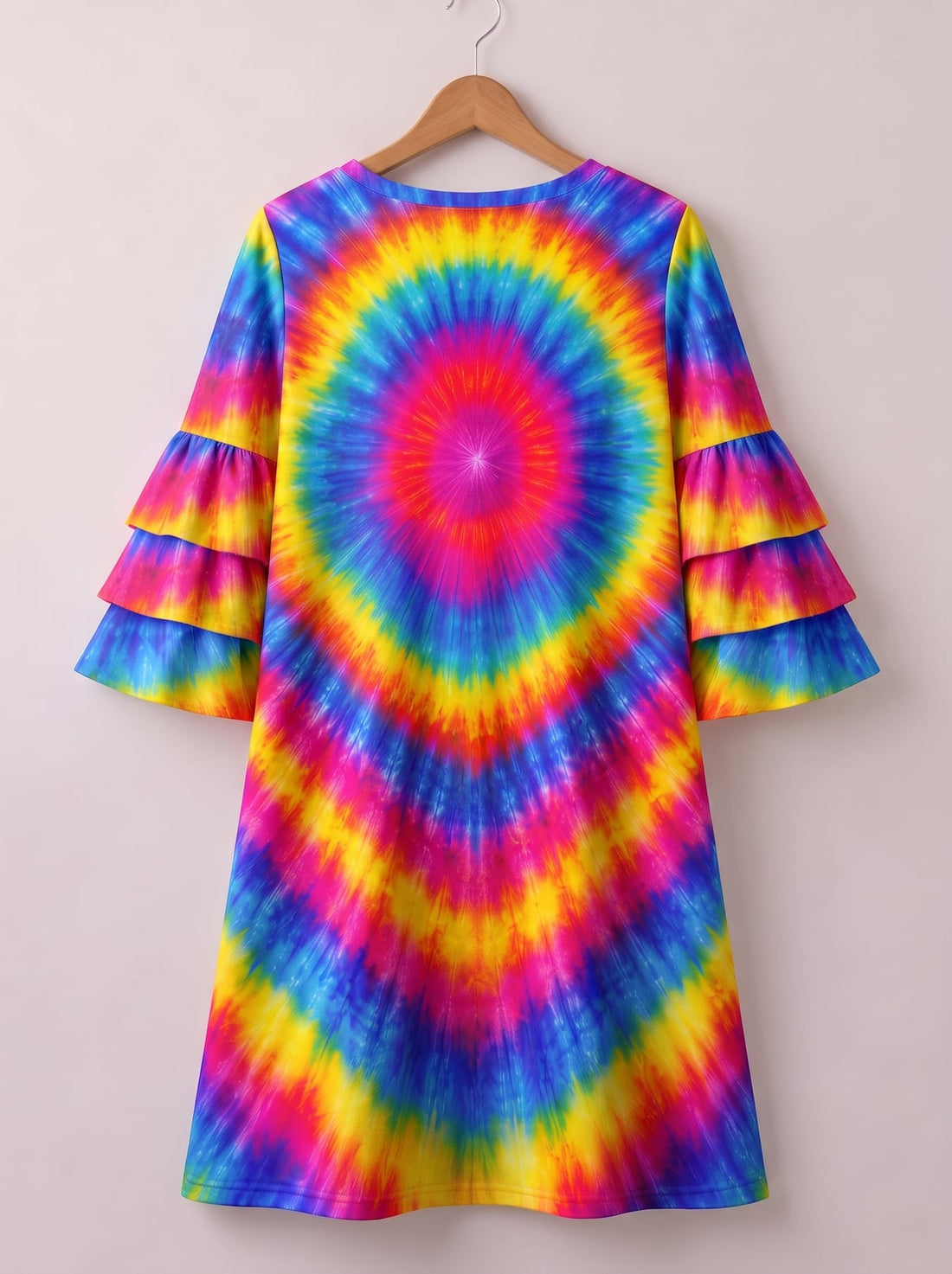 "RIPPLE" Stacked Ruffle Sleeve Dress