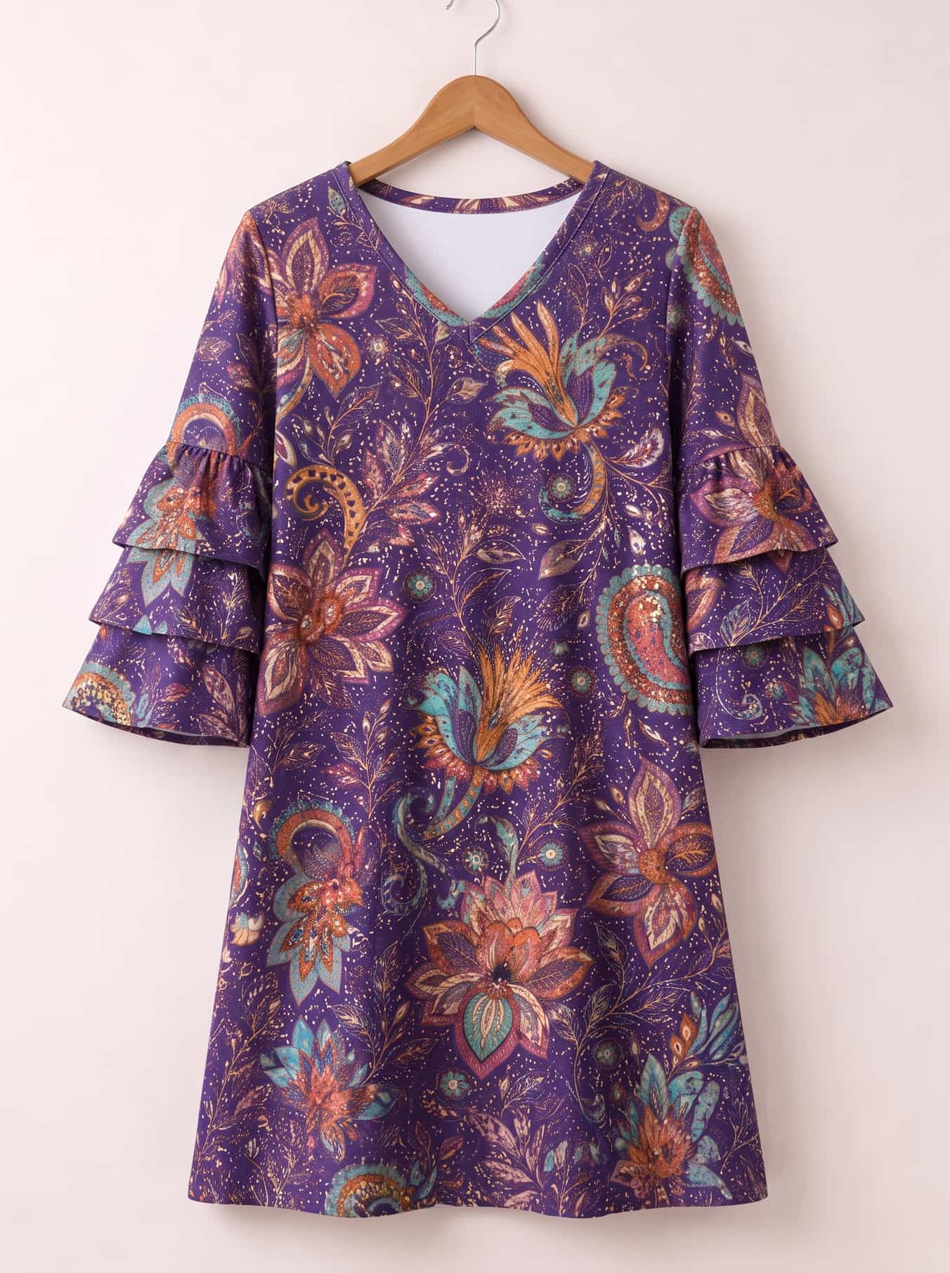 "REGAL" Stacked Ruffle Sleeve Dress