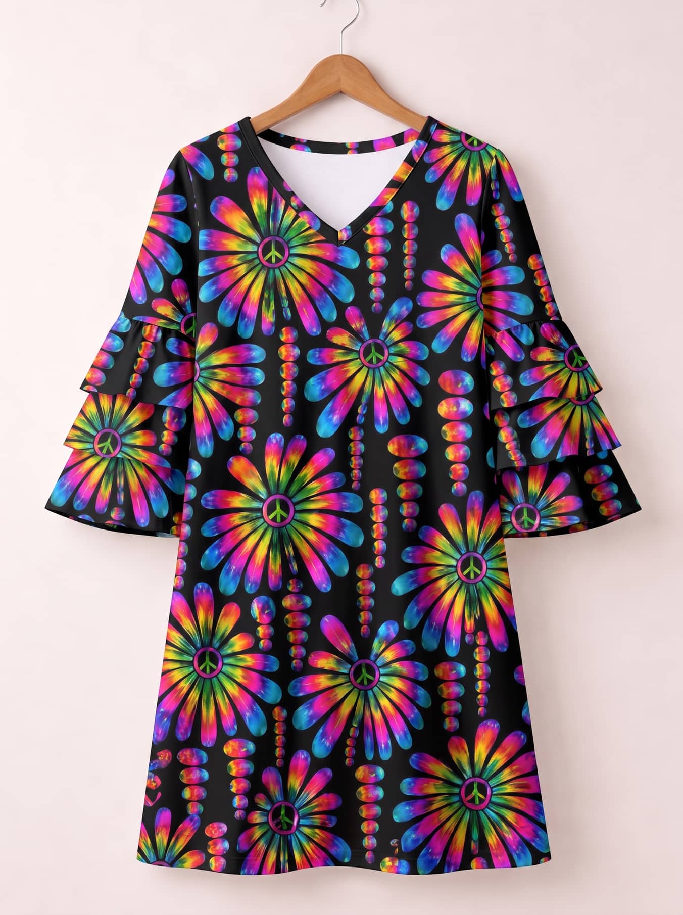 "NEON" Stacked Ruffle Sleeve Dress