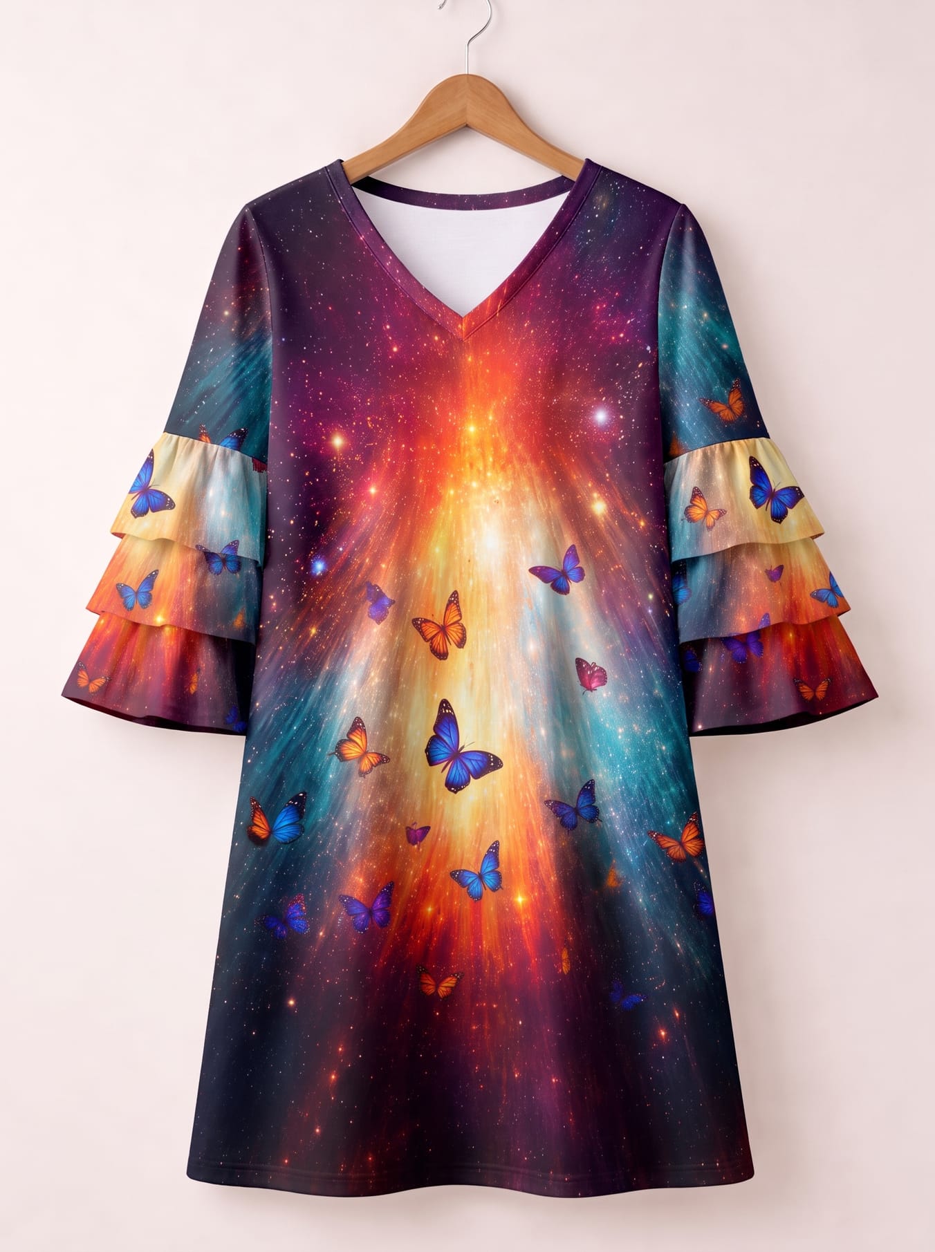 "AURORA" Stacked Ruffle Sleeve Dress
