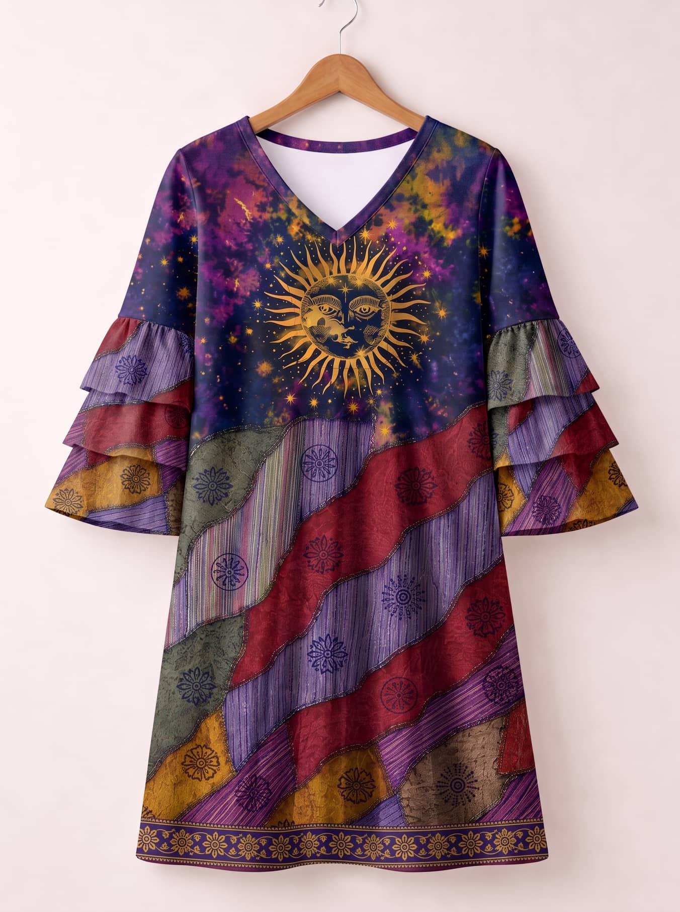 "CARAVAN" Stacked Ruffle Sleeve Dress