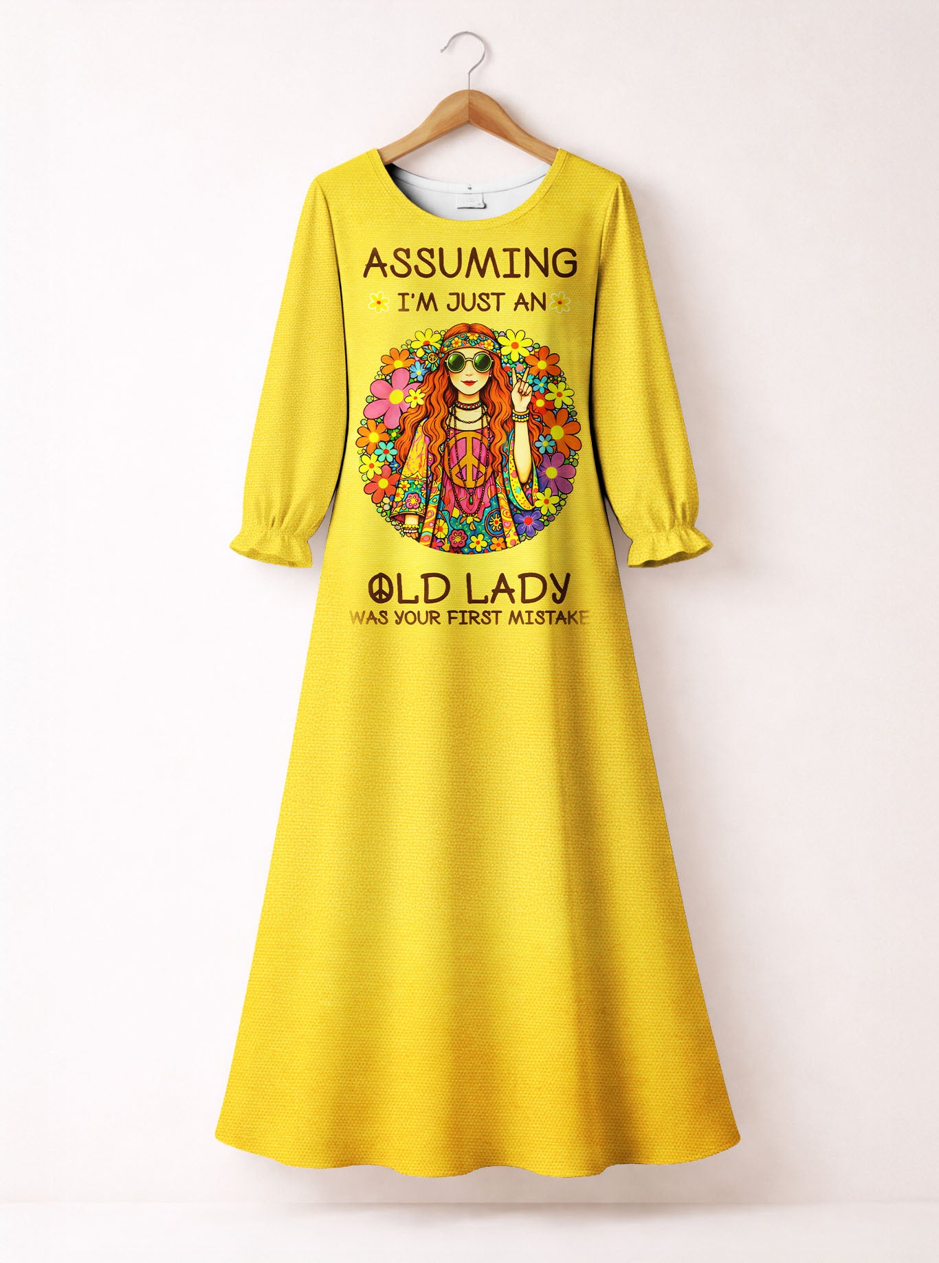 Yellow "Moxie" Long Sleeve Maxi Dress