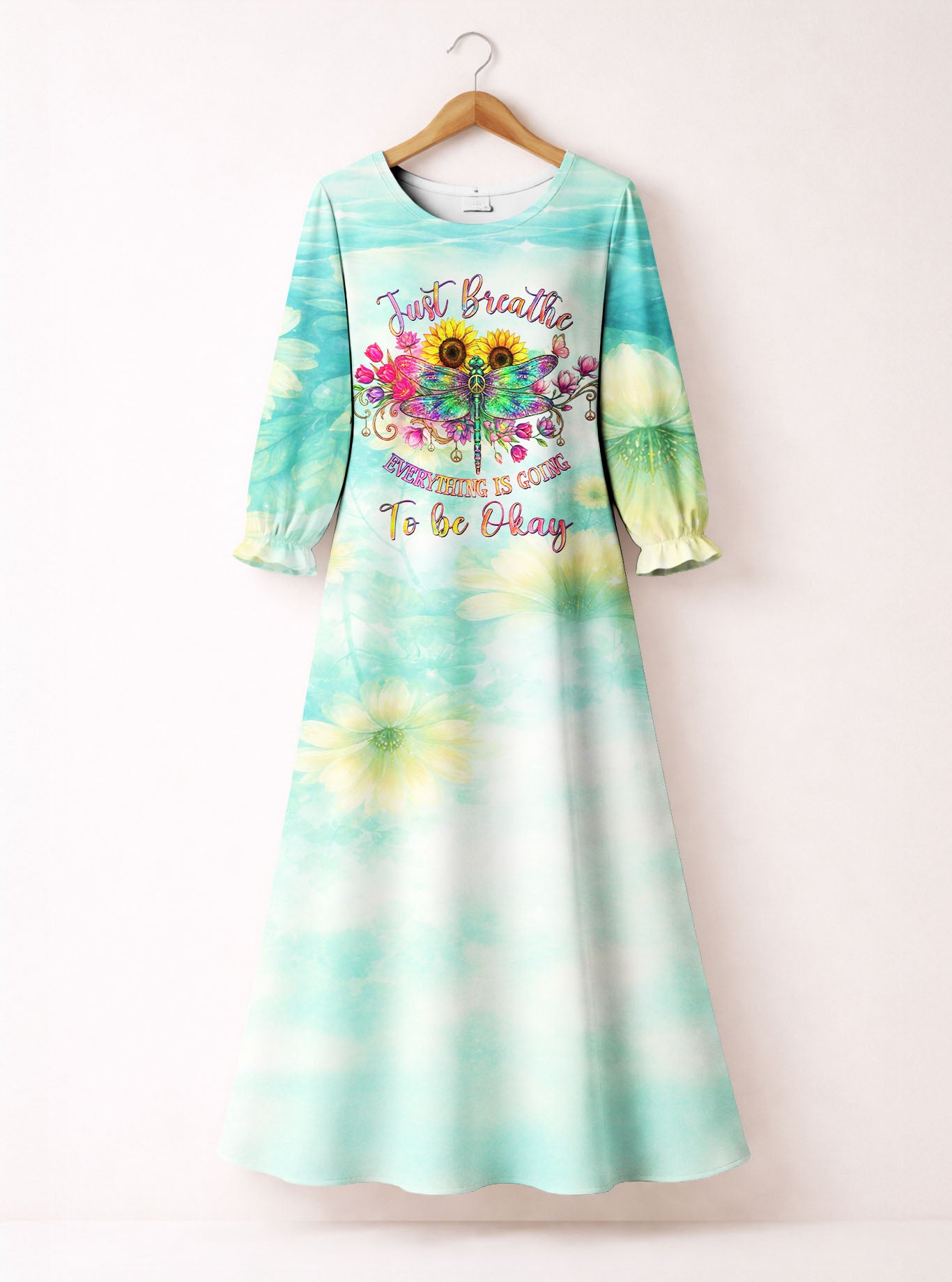 "Exhale" Long Sleeve Maxi Dress