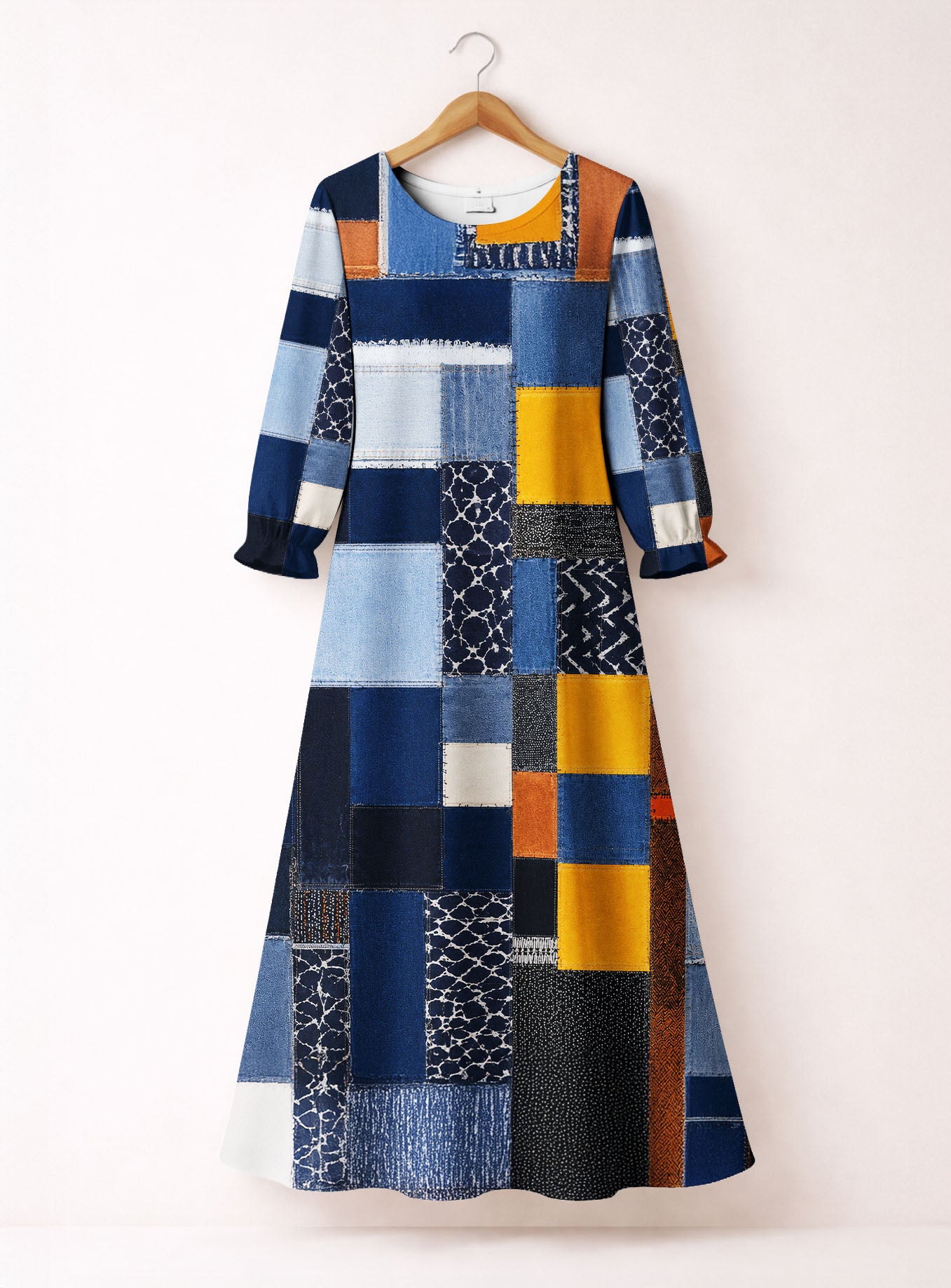 "BORO" Long Sleeve Maxi Dress