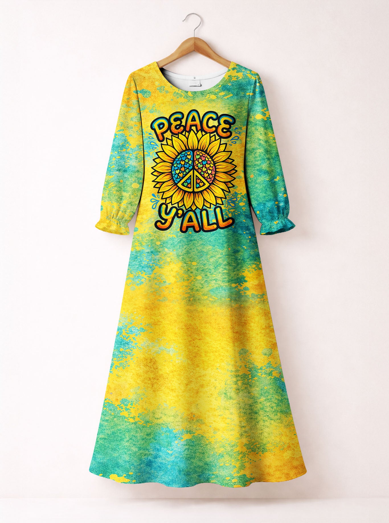 "Howdy" Long Sleeve Maxi Dress