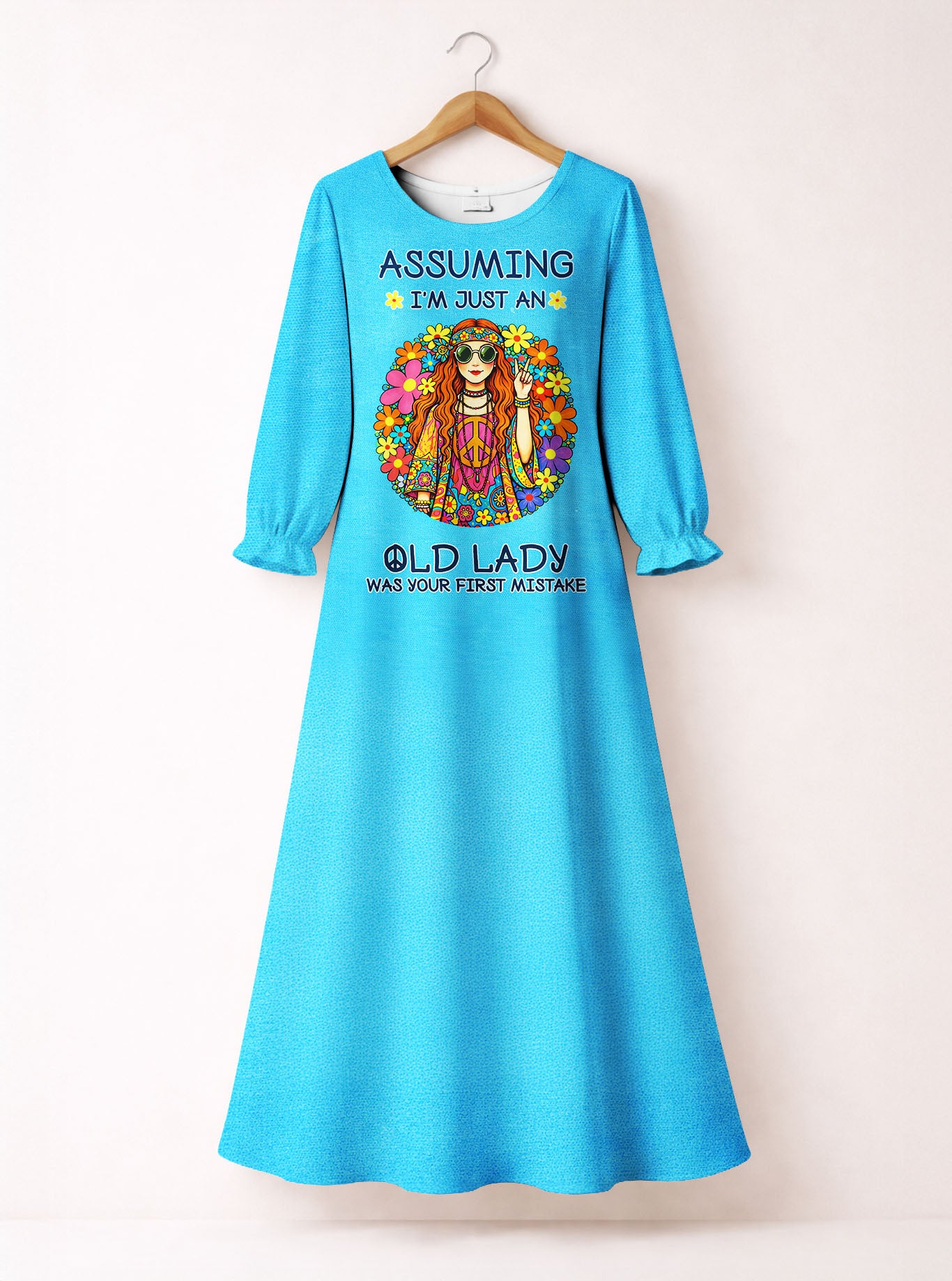 Turquoise "Moxie" Long Sleeve Maxi Dress