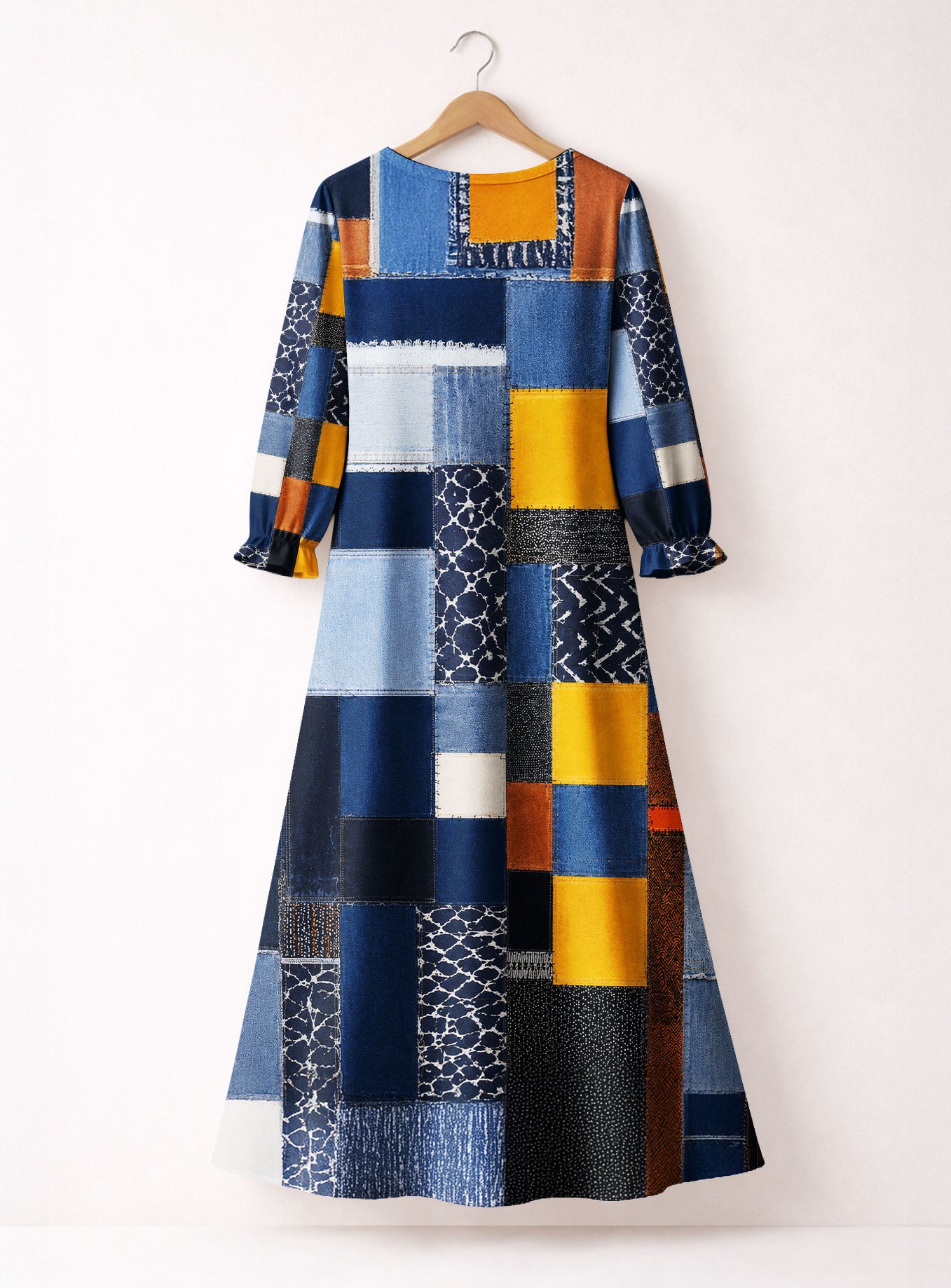 "BORO" Long Sleeve Maxi Dress