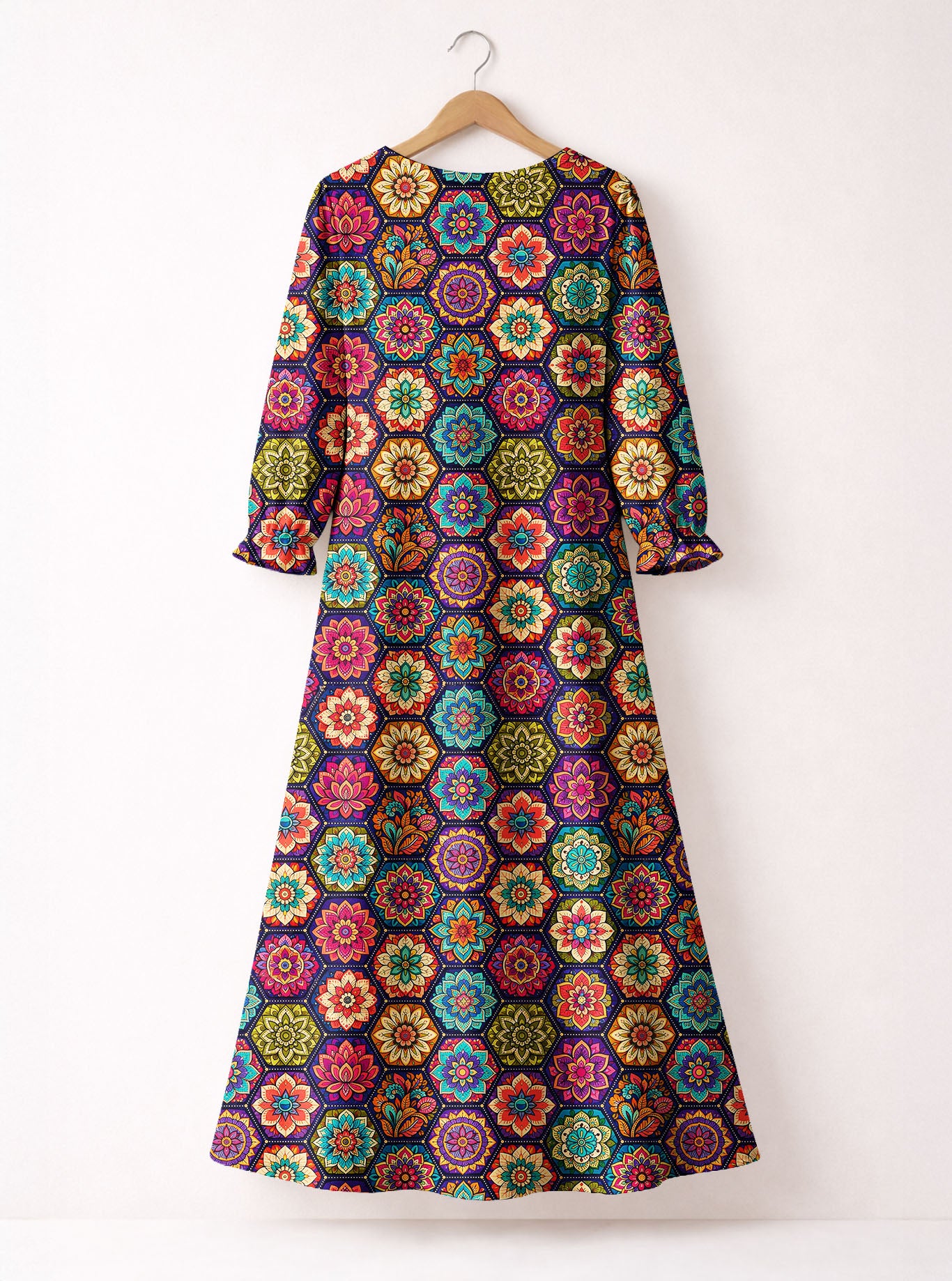 "Flower" Long Sleeve Maxi Dress
