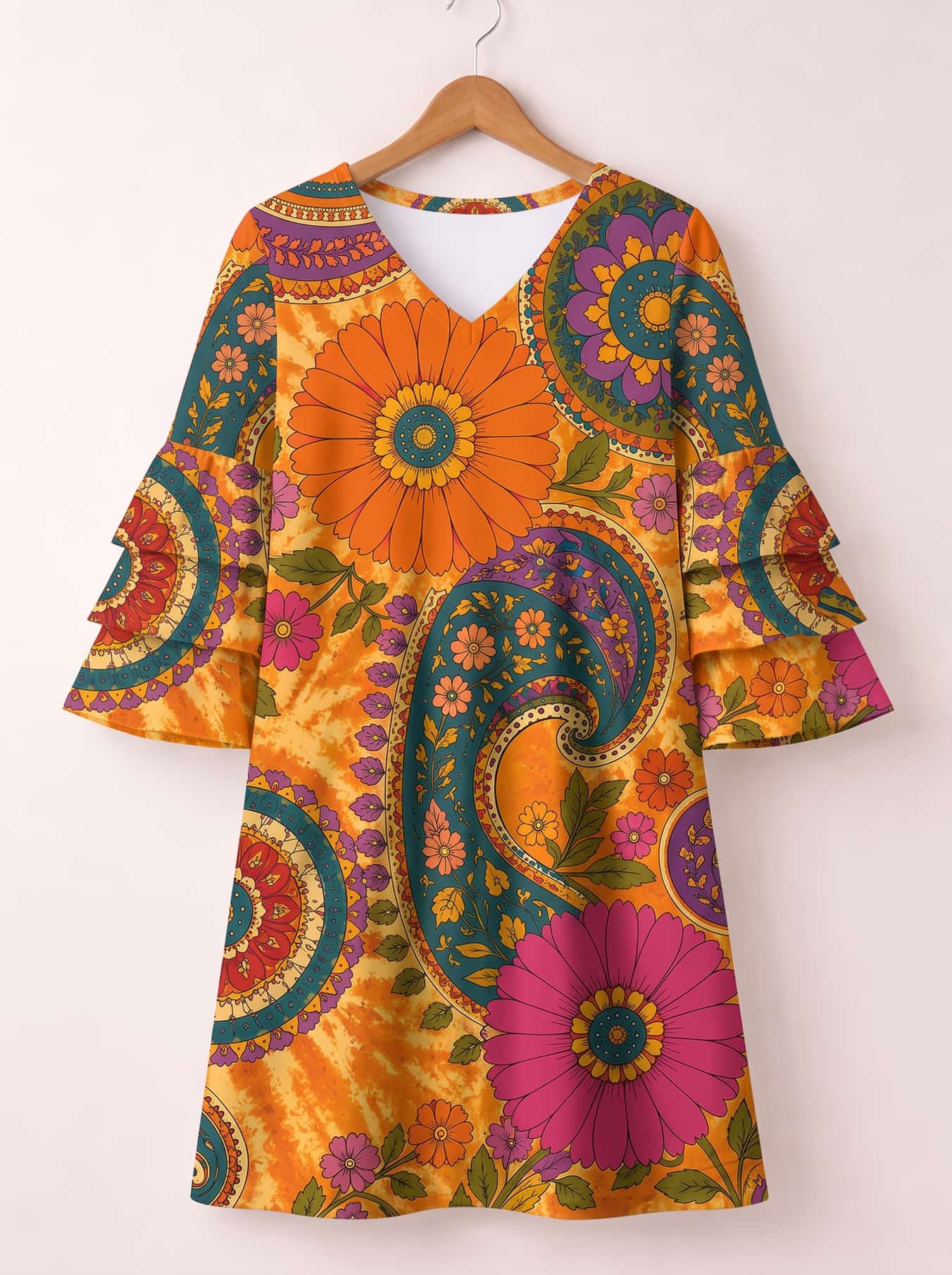 "Amber" Stacked Ruffle Sleeve Dress