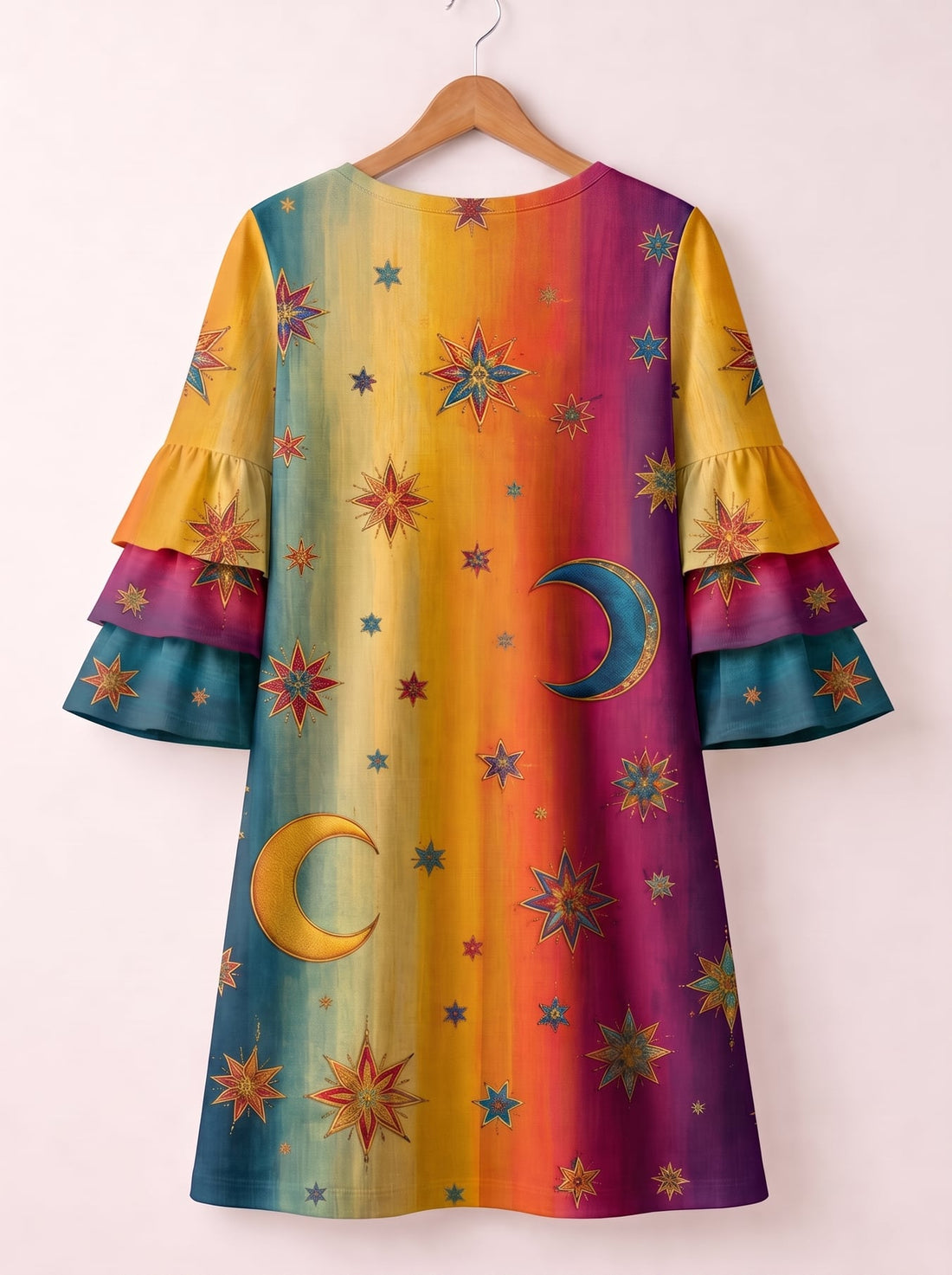 "Stardust" Stacked Ruffle Sleeve Dress