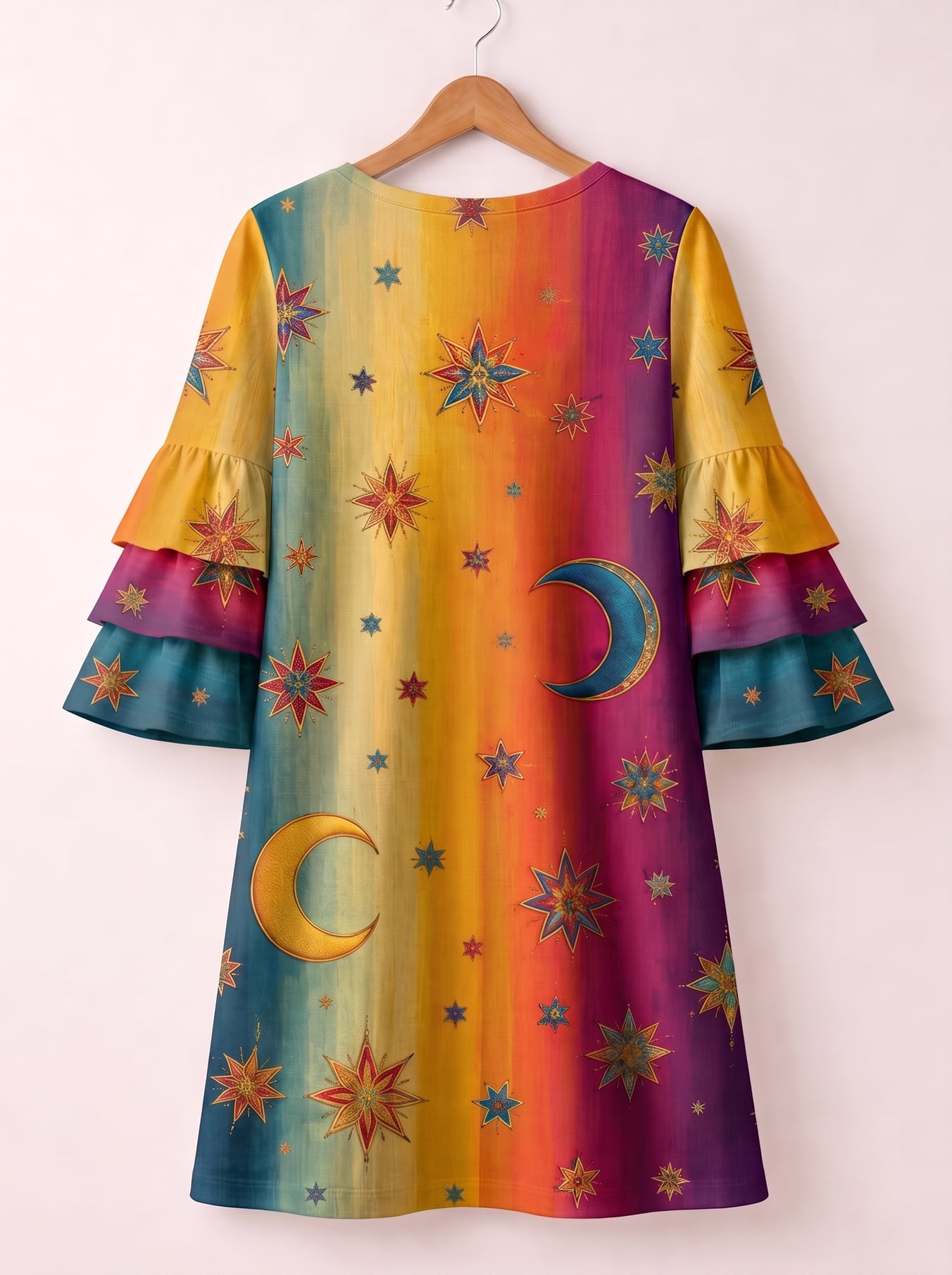 "Stardust" Stacked Ruffle Sleeve Dress