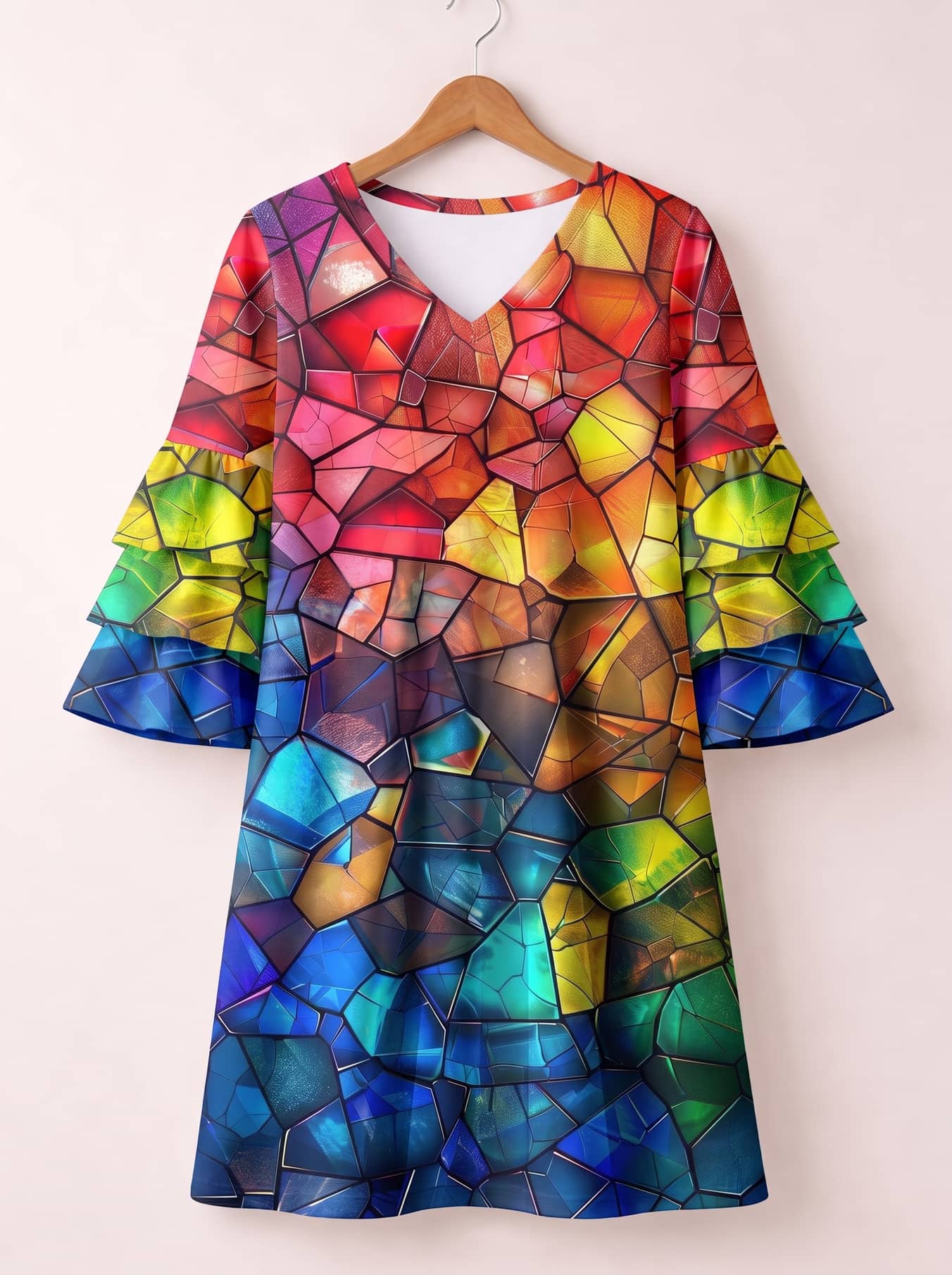 "Prism" Stacked Ruffle Sleeve Dress