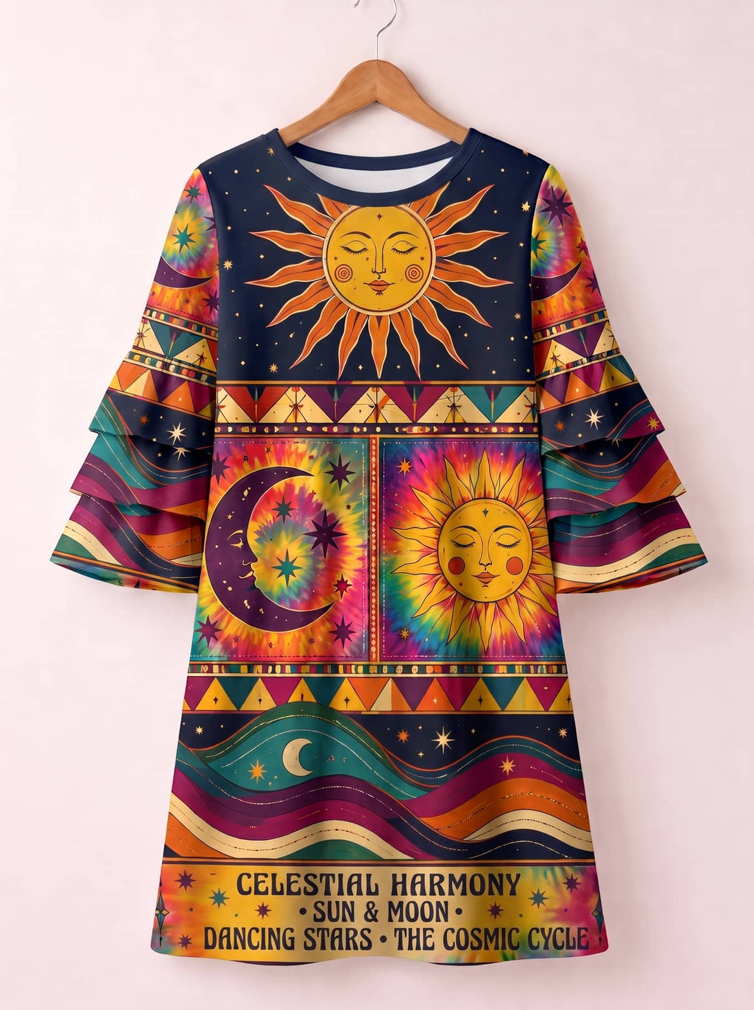 "Solstice" Stacked Ruffle Sleeve Dress