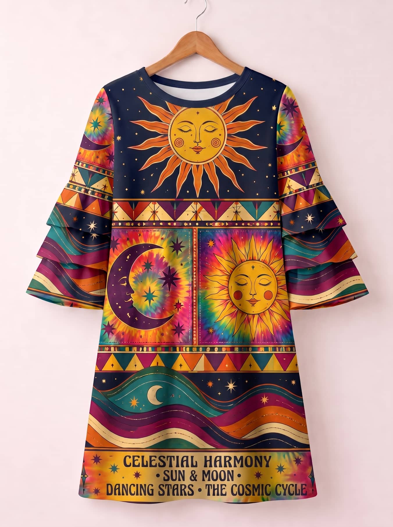 "Solstice" Stacked Ruffle Sleeve Dress