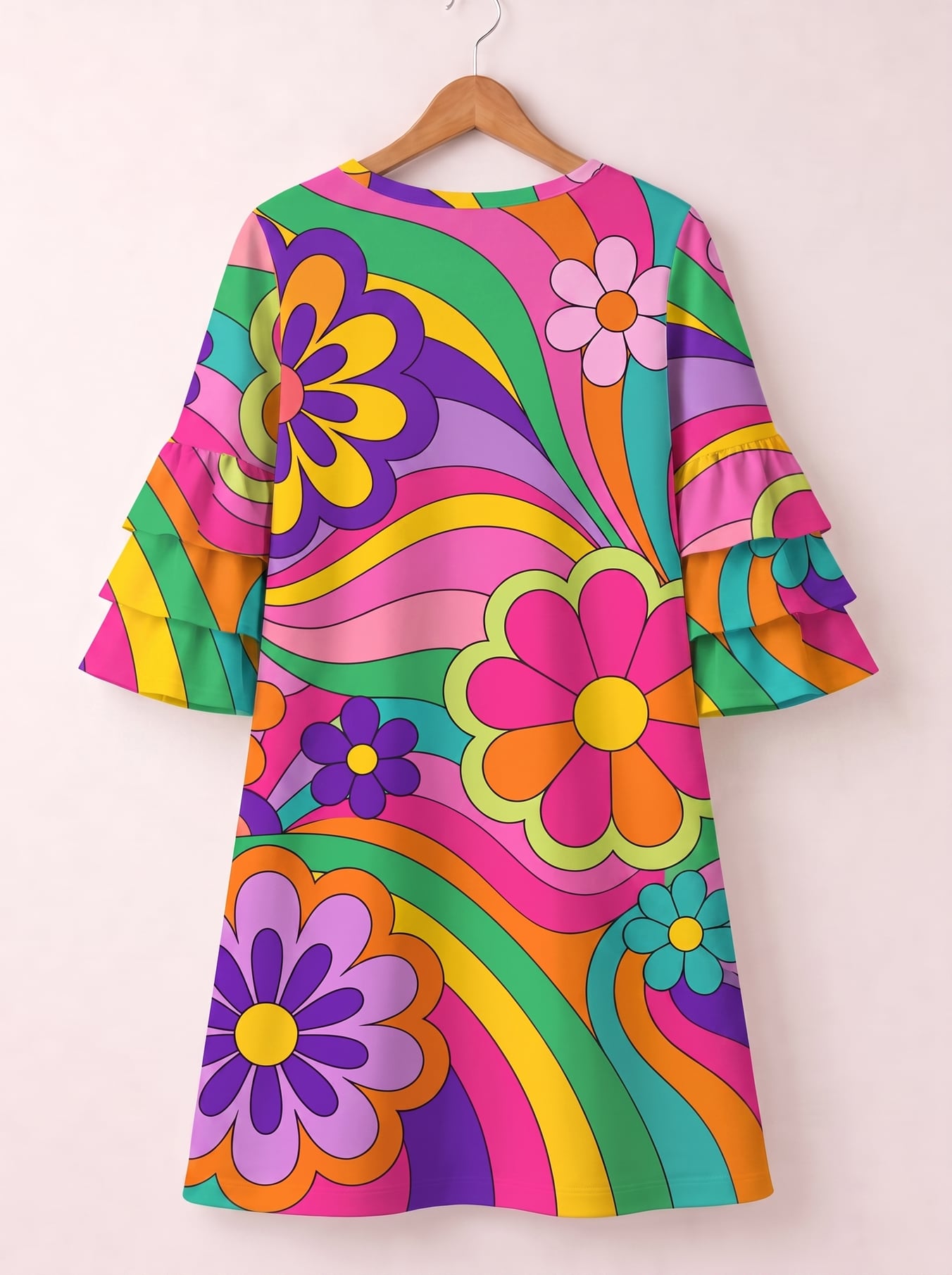 "Groovy" Stacked Ruffle Sleeve Dress
