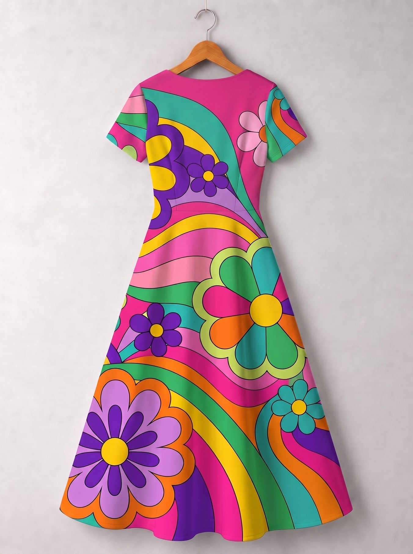 "Groovy" Short Sleeve Maxi Dress