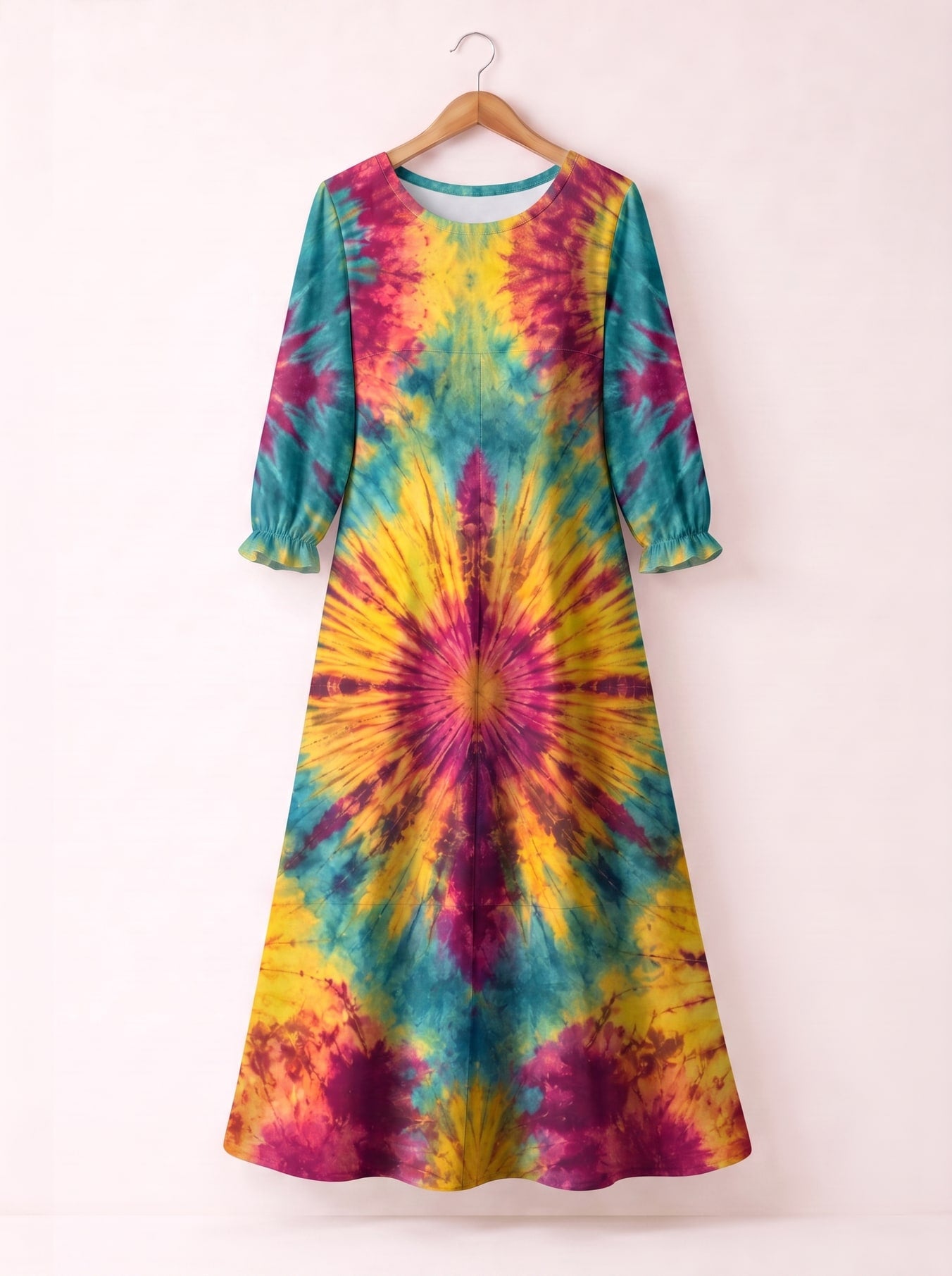"Kaleidoscope" Long Sleeve Maxi Dress