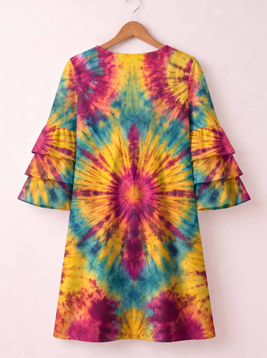 "Kaleidoscope" Stacked Ruffle Sleeve Dress