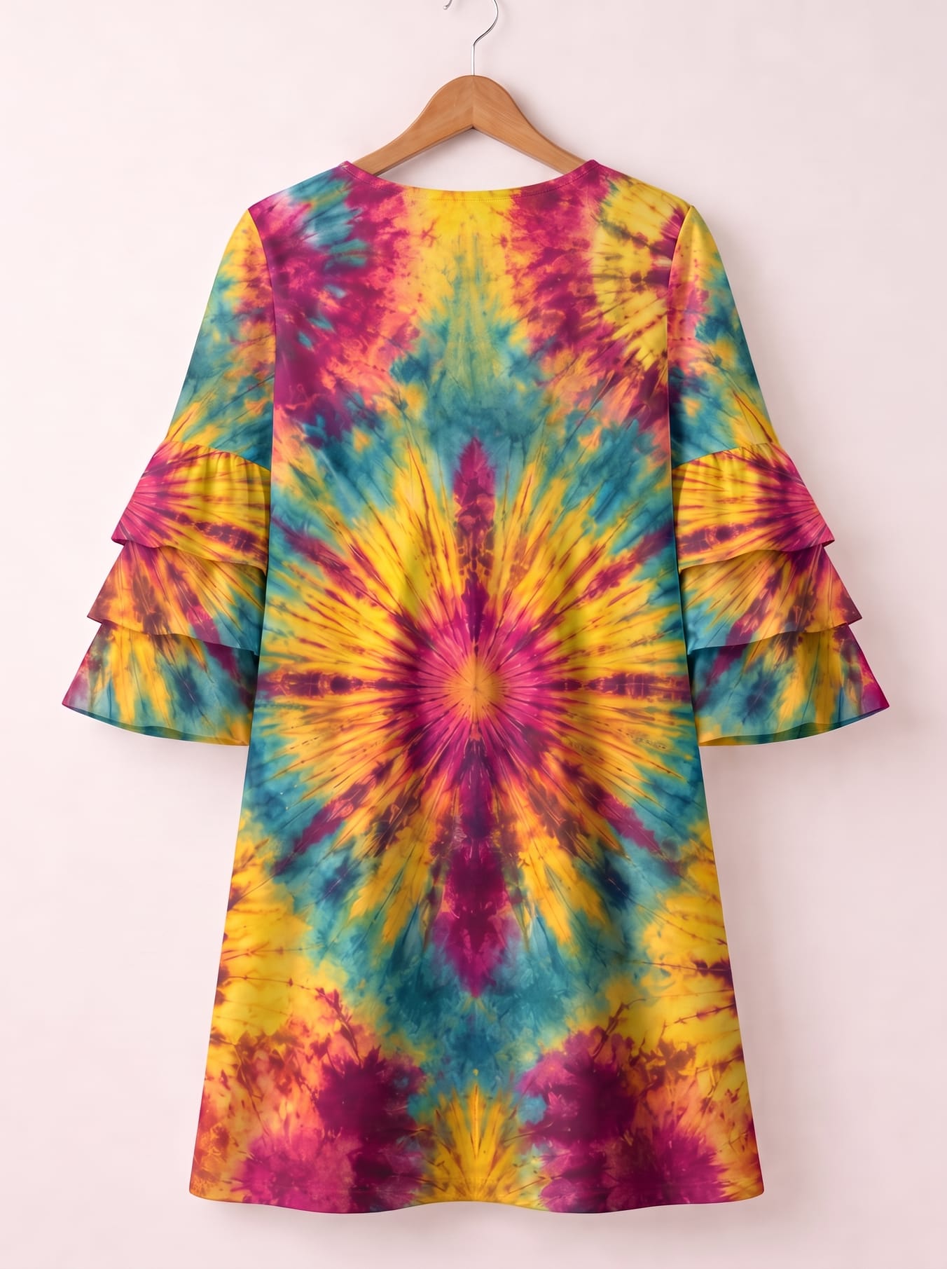 "Kaleidoscope" Stacked Ruffle Sleeve Dress