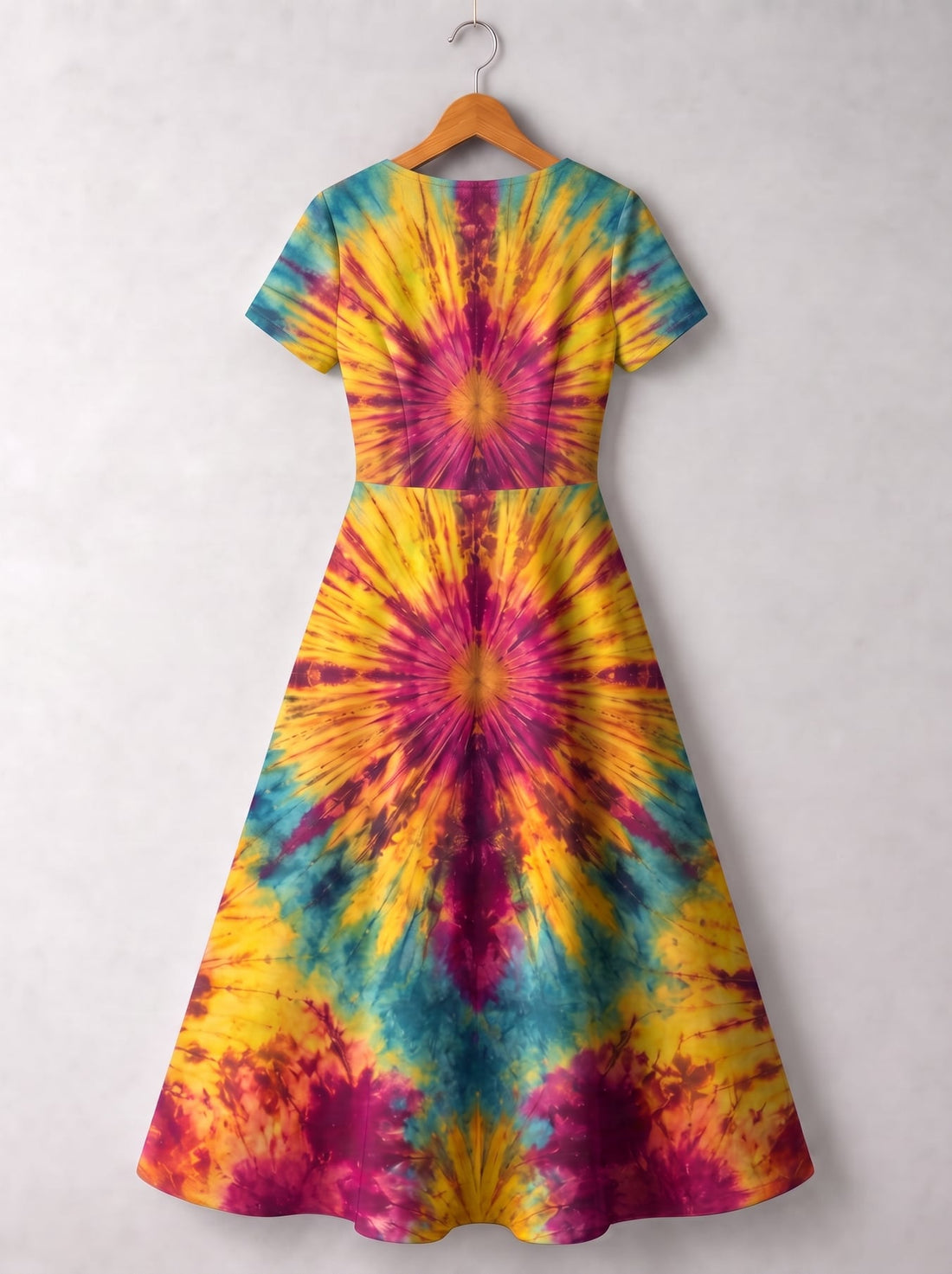 "Kaleidoscope" Short Sleeve Maxi Dress