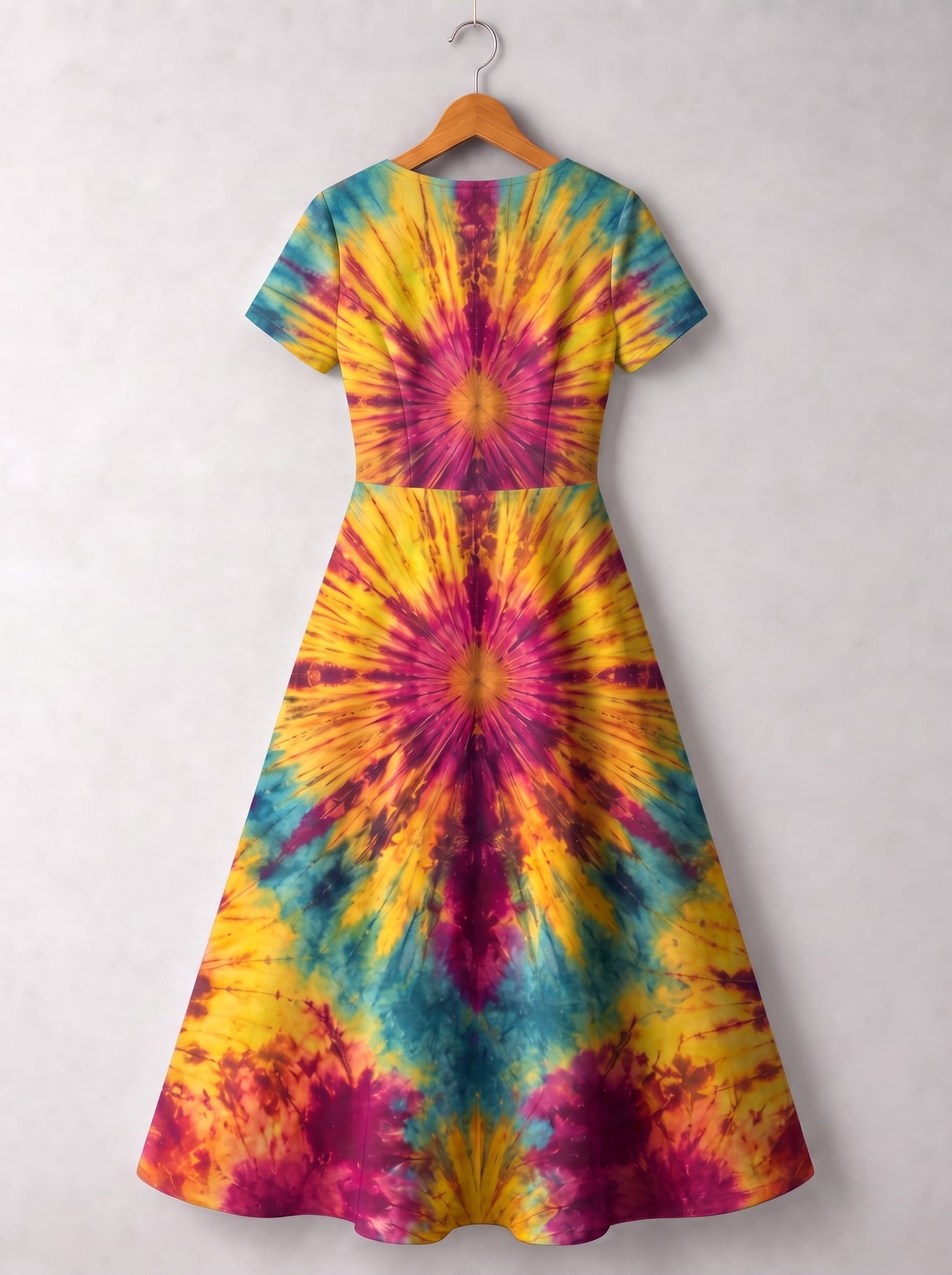 "Kaleidoscope" Short Sleeve Maxi Dress