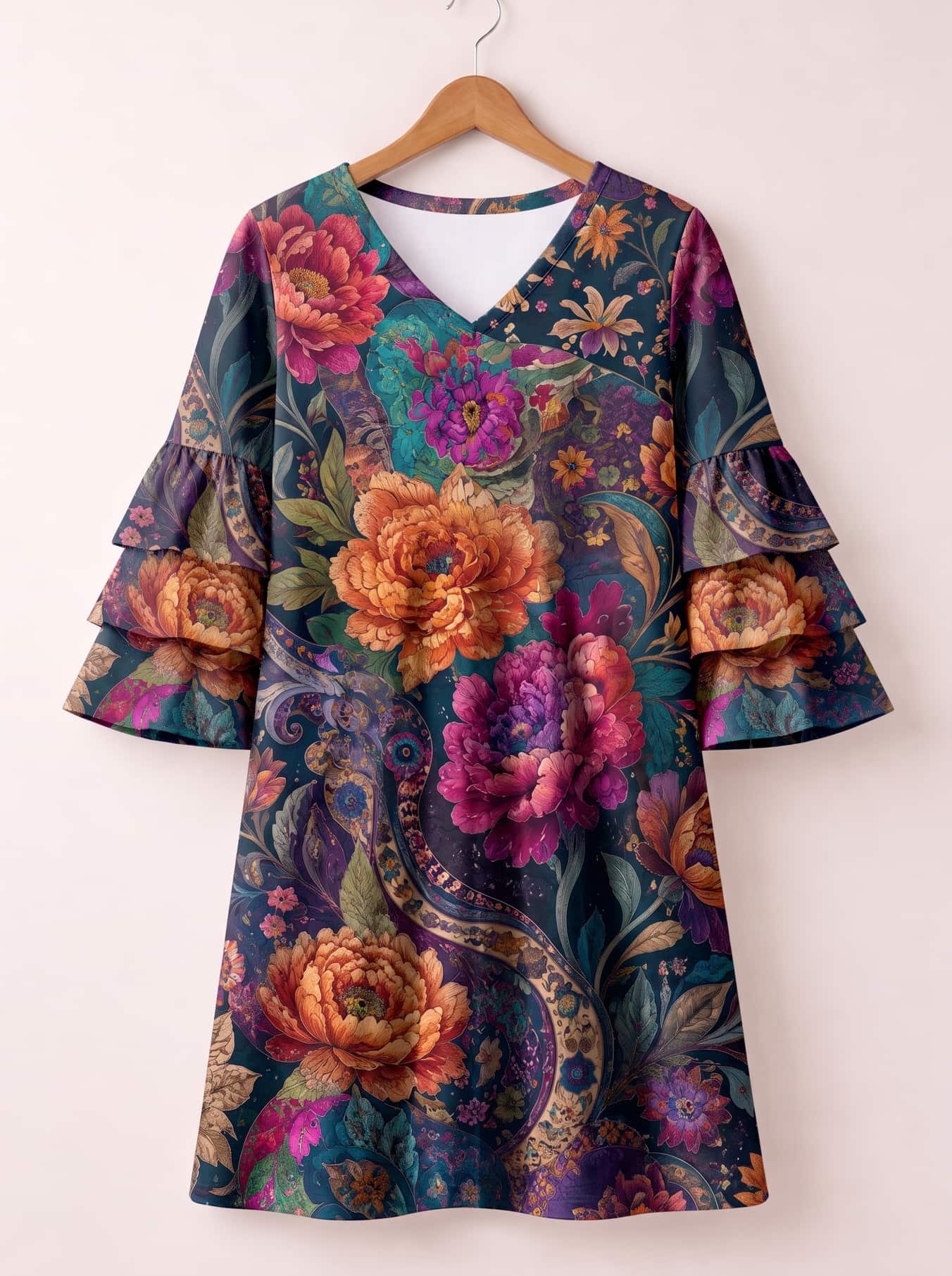 "Wildflower" Stacked Ruffle Sleeve Dress