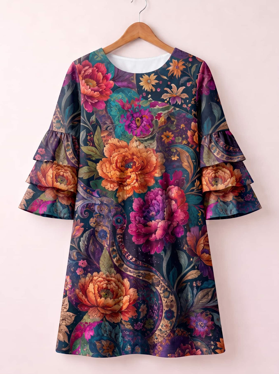"Wildflower" Stacked Ruffle Sleeve Dress