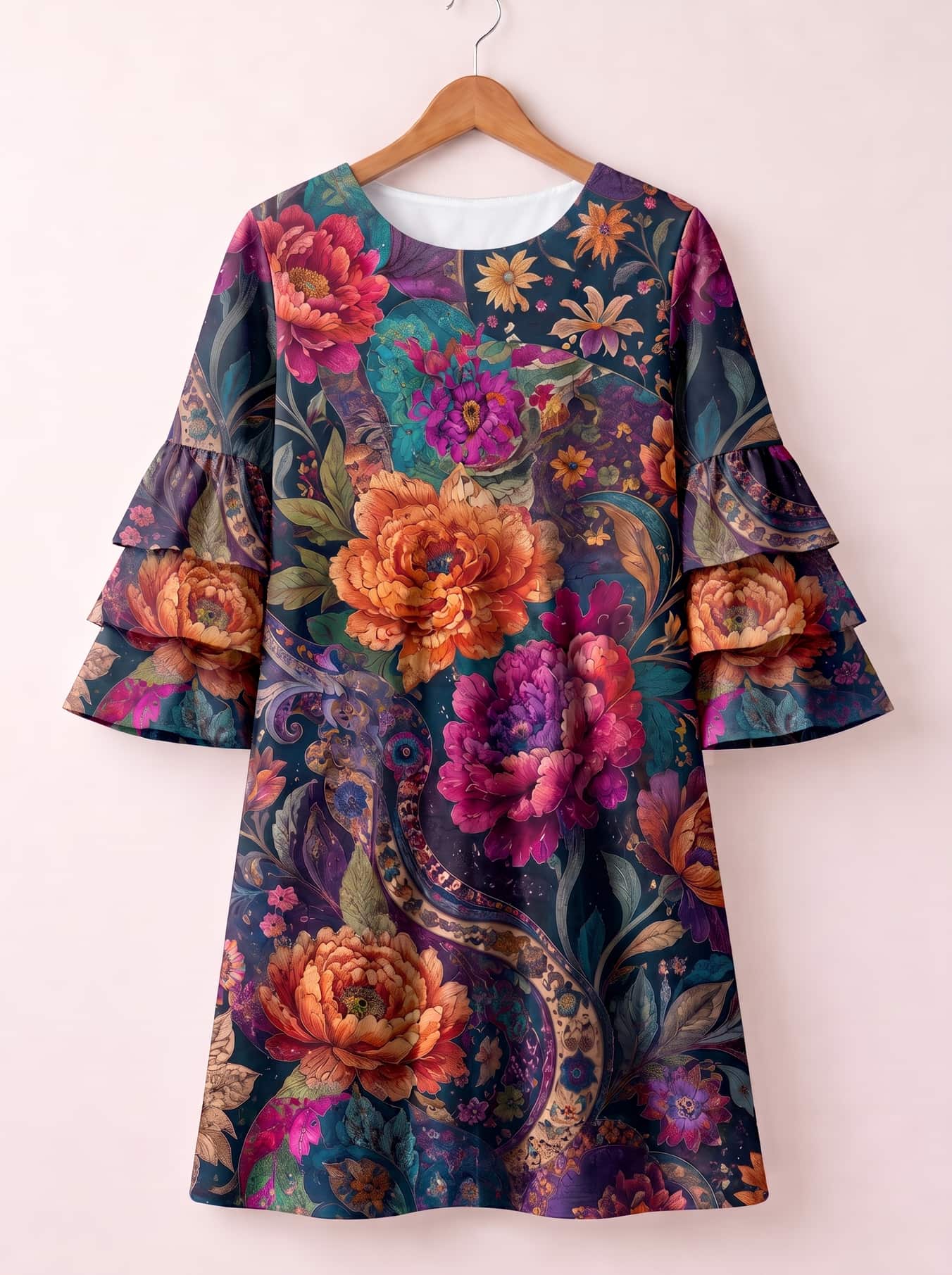 "Wildflower" Stacked Ruffle Sleeve Dress