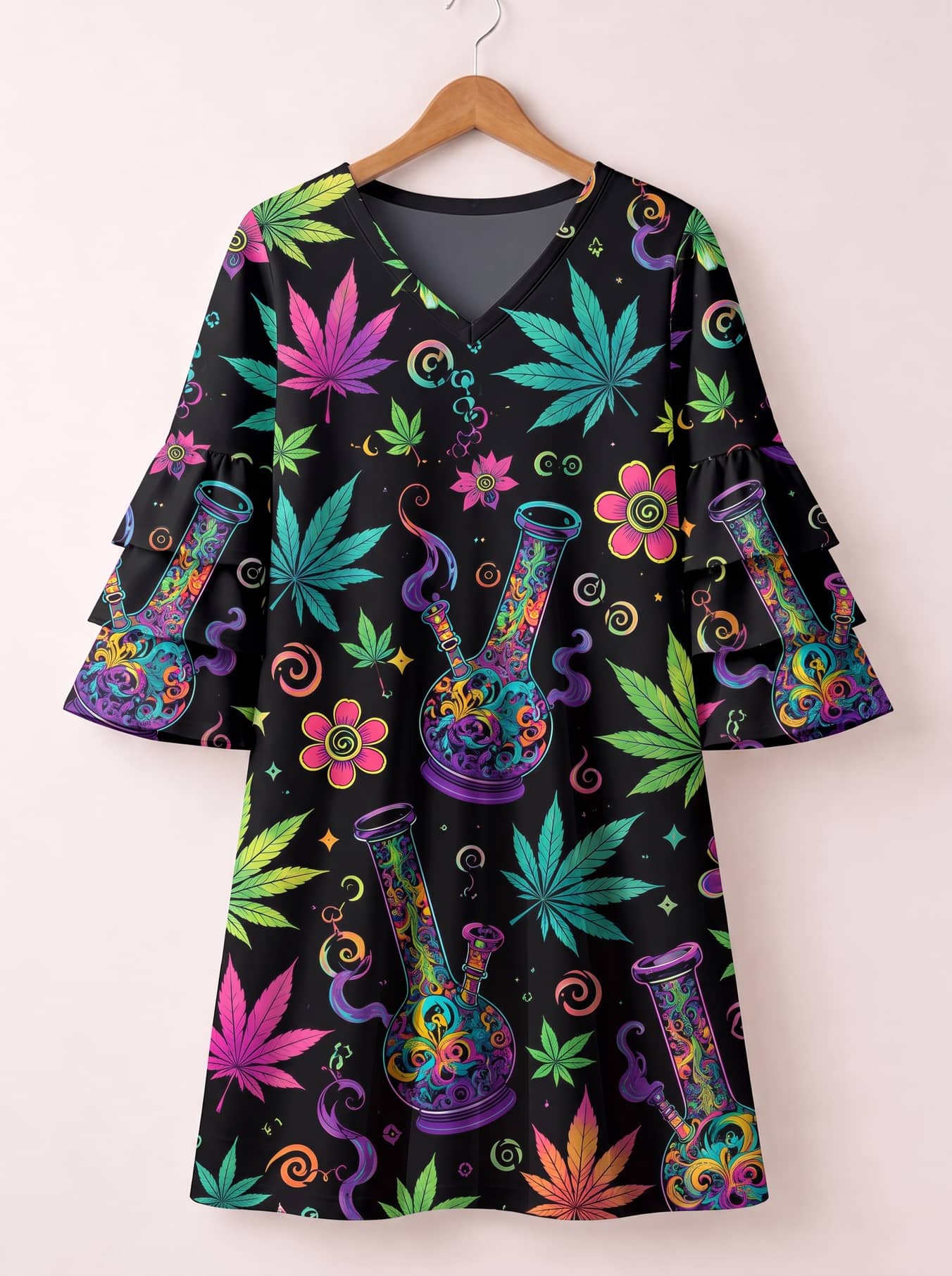 "Haze" Stacked Ruffle Sleeve Dress