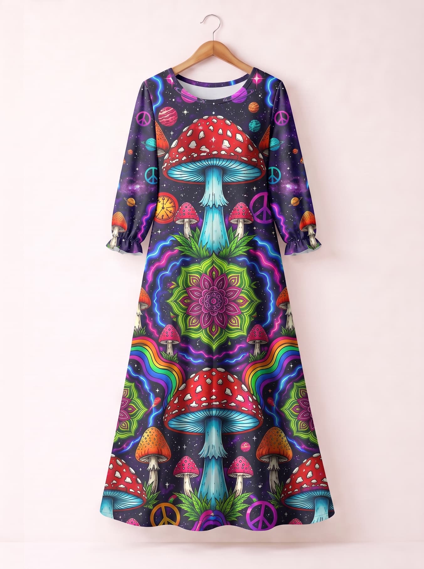 "Toadstool" Long Sleeve Maxi Dress