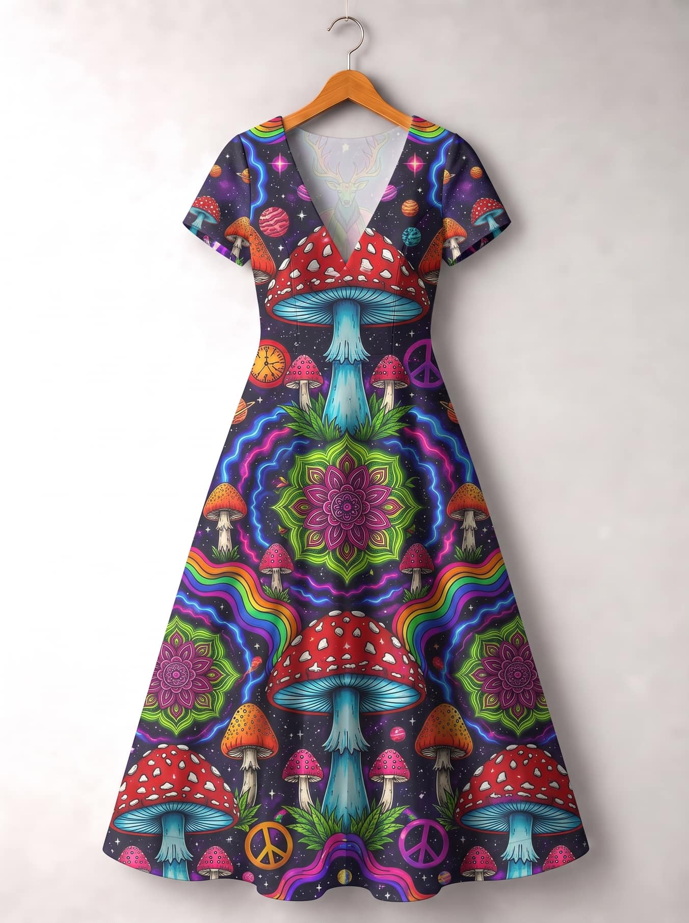 "Toadstool" Short Sleeve Maxi Dress