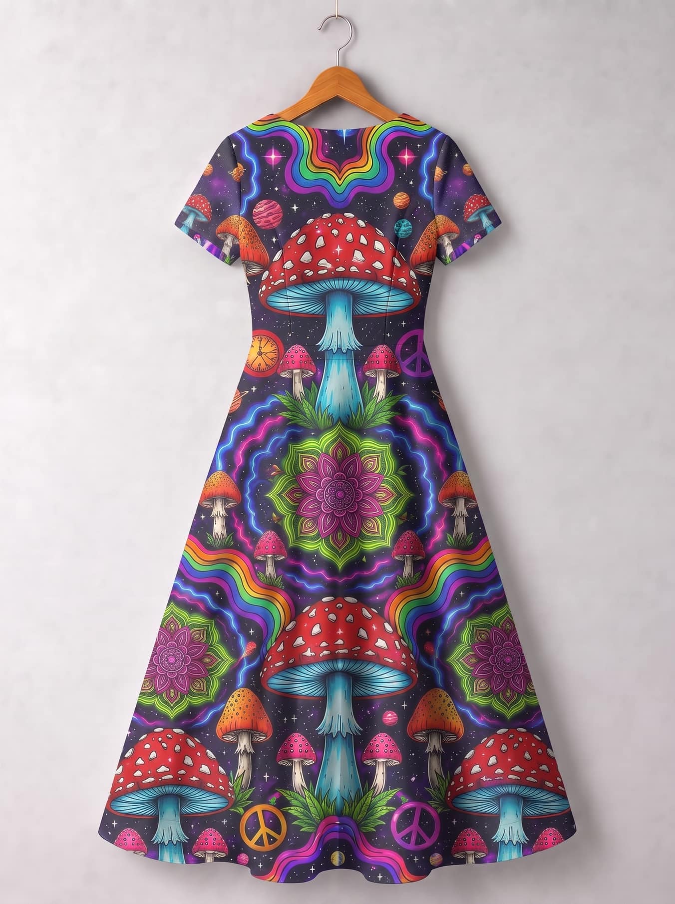 "Toadstool" Short Sleeve Maxi Dress