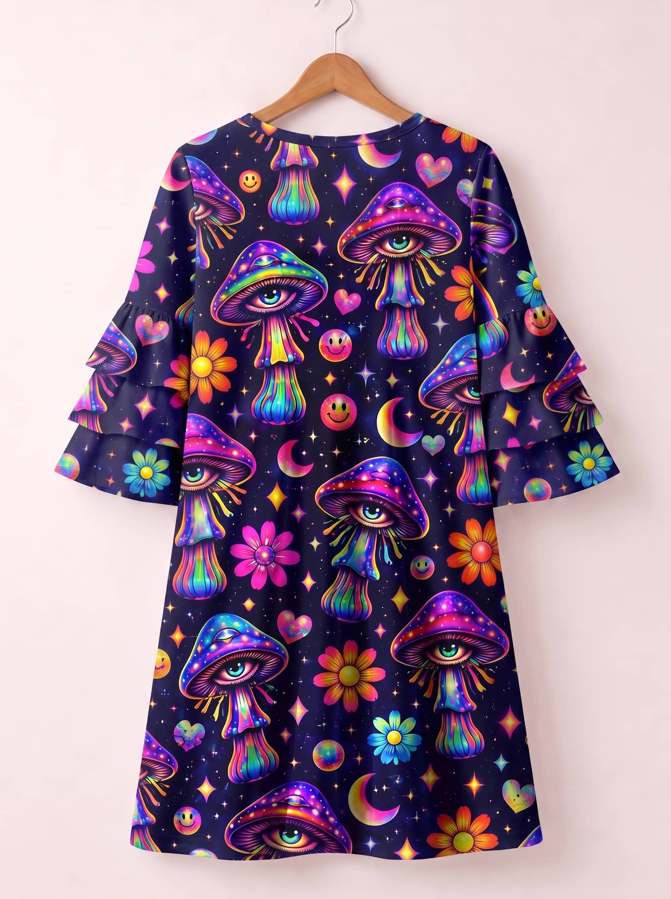 "Third Eye" Stacked Ruffle Sleeve Dress