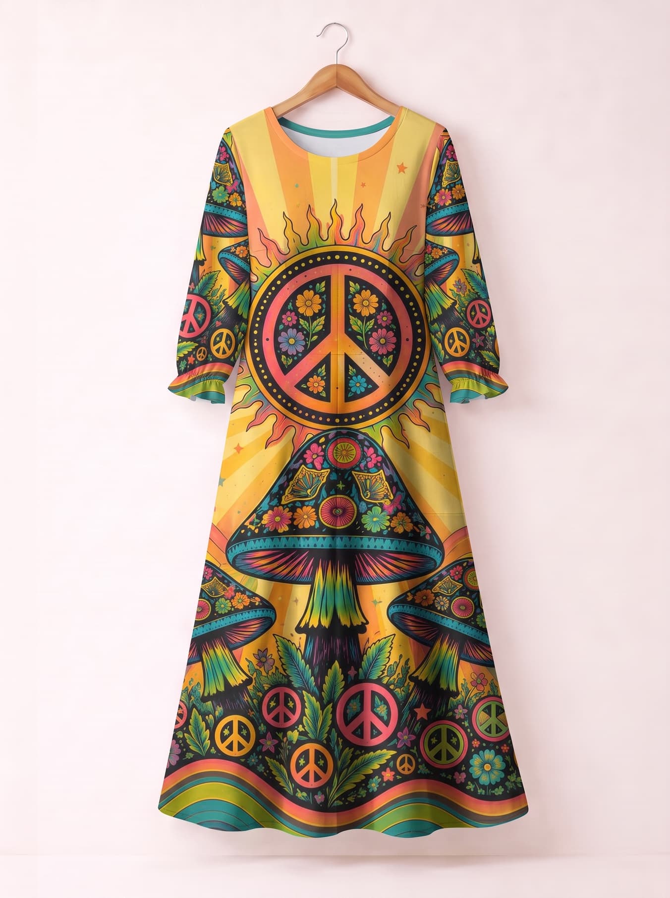 "Woodstock" Long Sleeve Maxi Dress