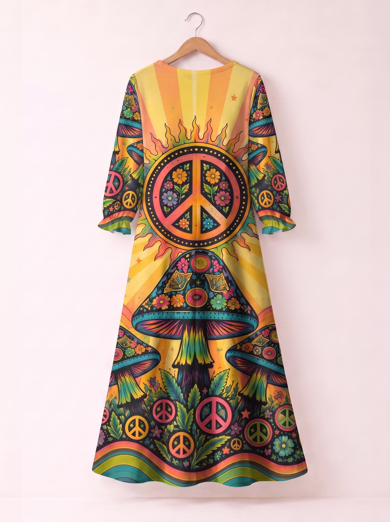 "Woodstock" Long Sleeve Maxi Dress