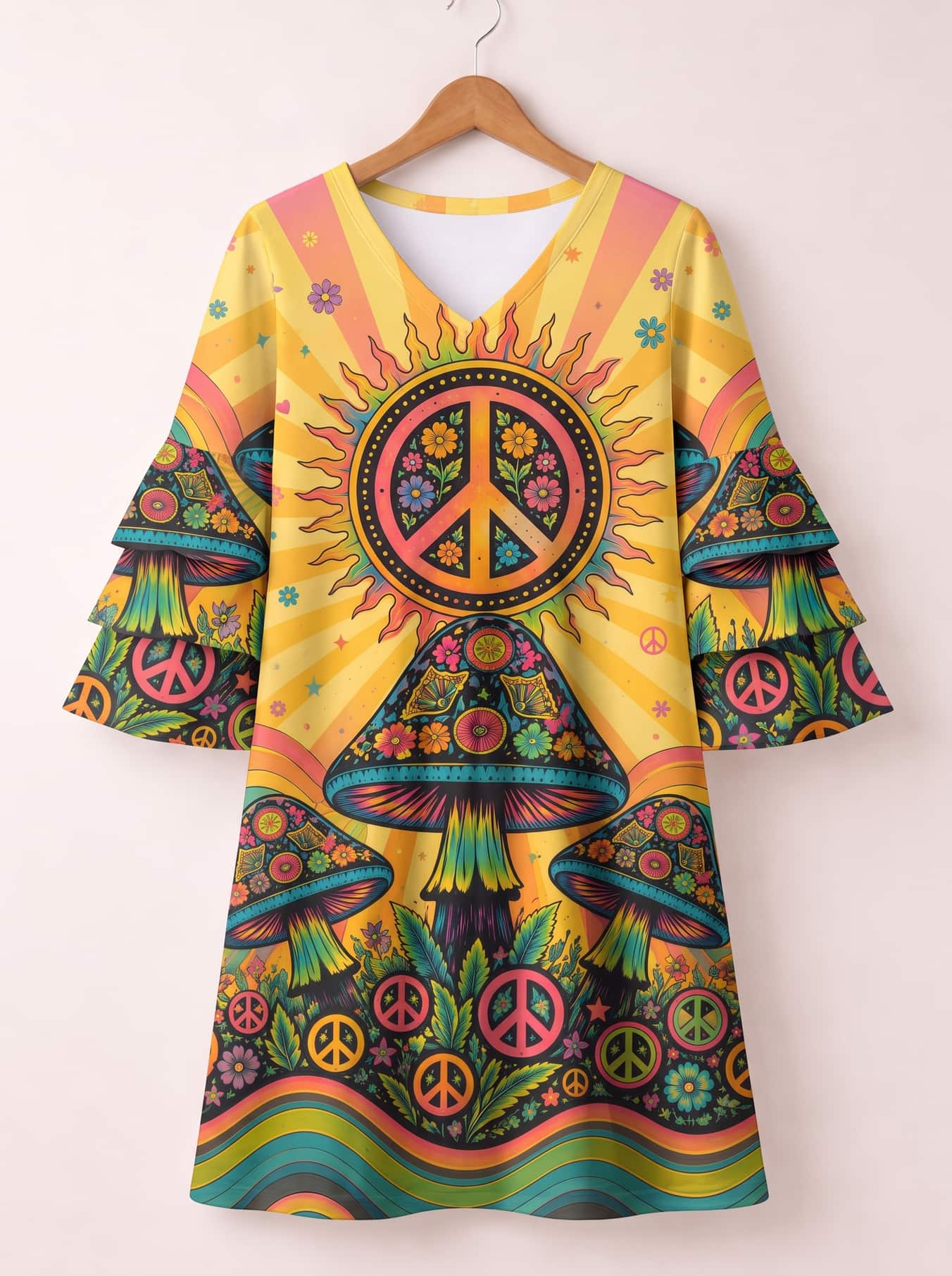 "Woodstock" Stacked Ruffle Sleeve Dress