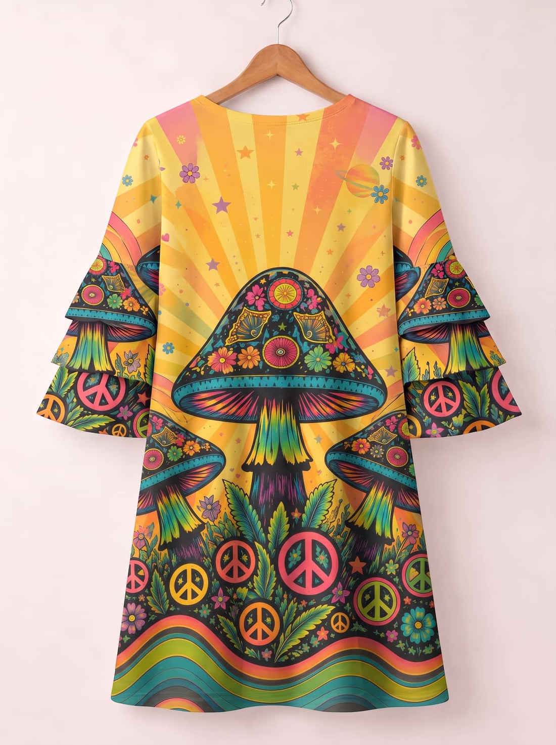 "Woodstock" Stacked Ruffle Sleeve Dress
