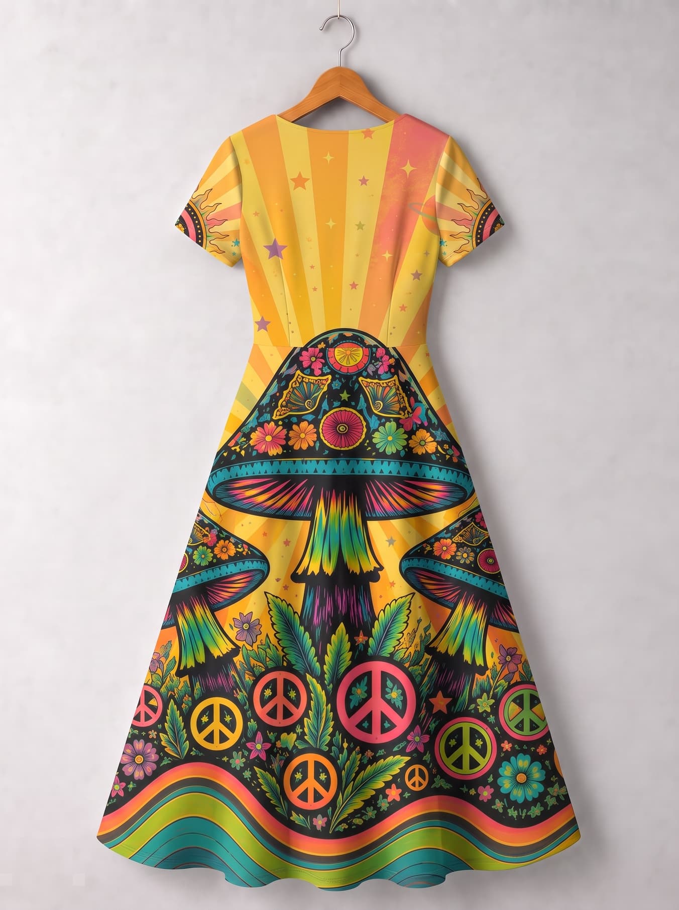 "Woodstock" Short Sleeve Maxi Dress