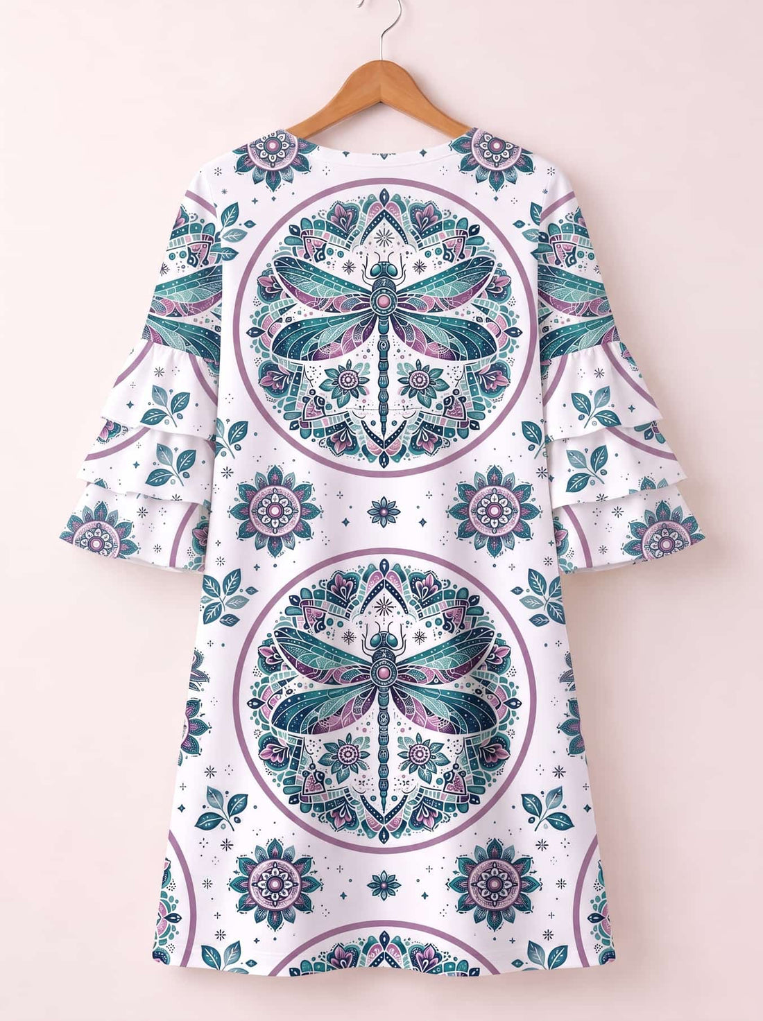 "Dragonfly" Stacked Ruffle Sleeve Dress