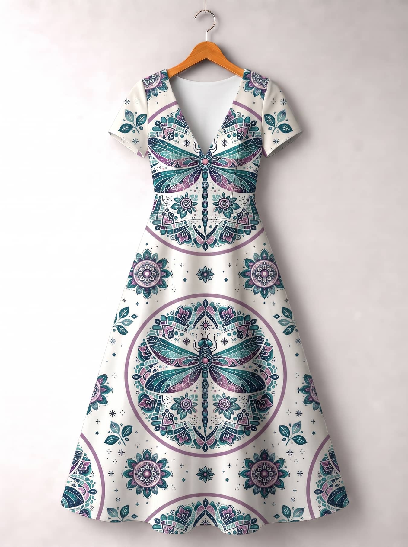 "Dragonfly" Short Sleeve Maxi Dress