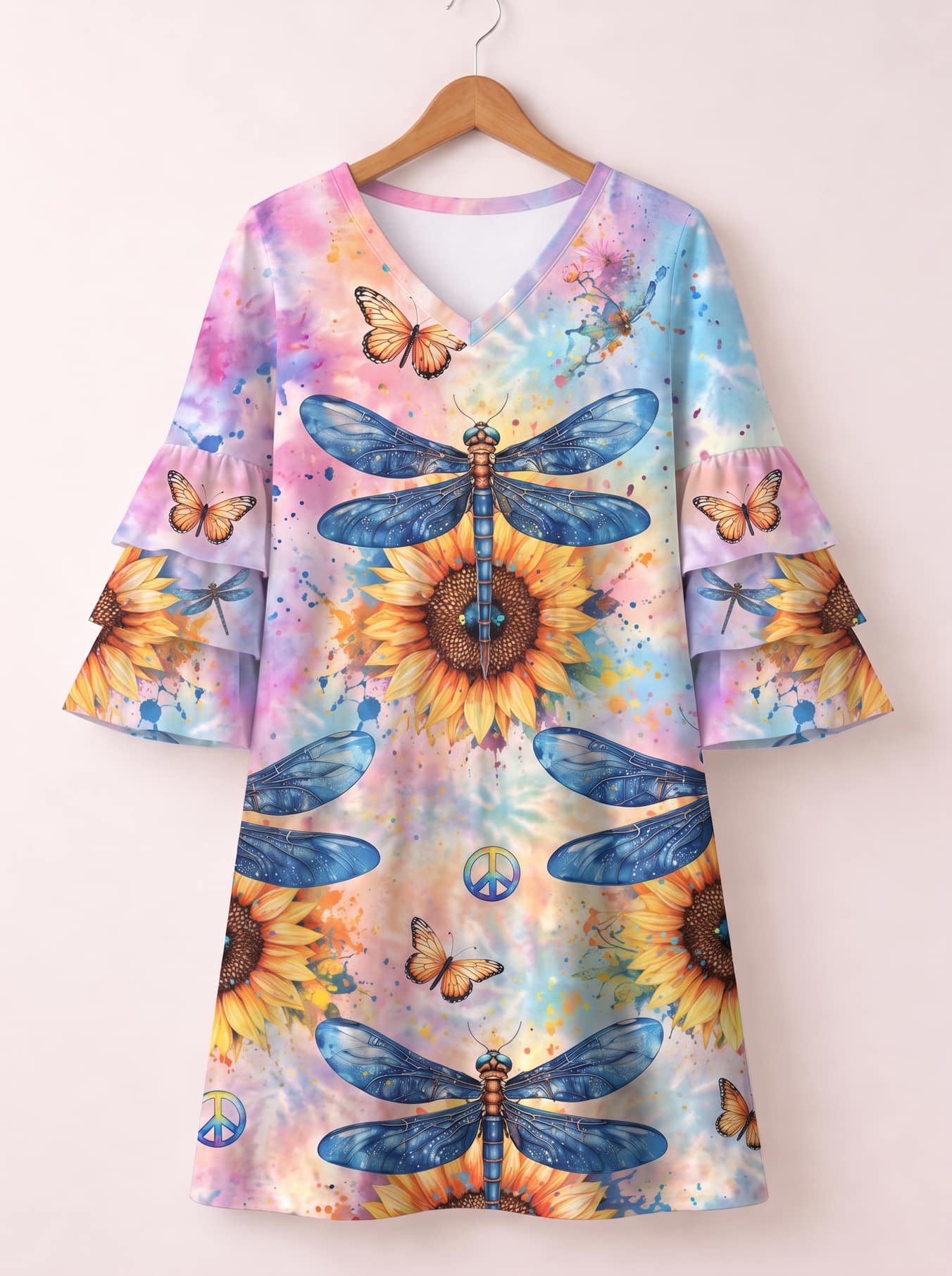 "Daydream" Stacked Ruffle Sleeve Dress