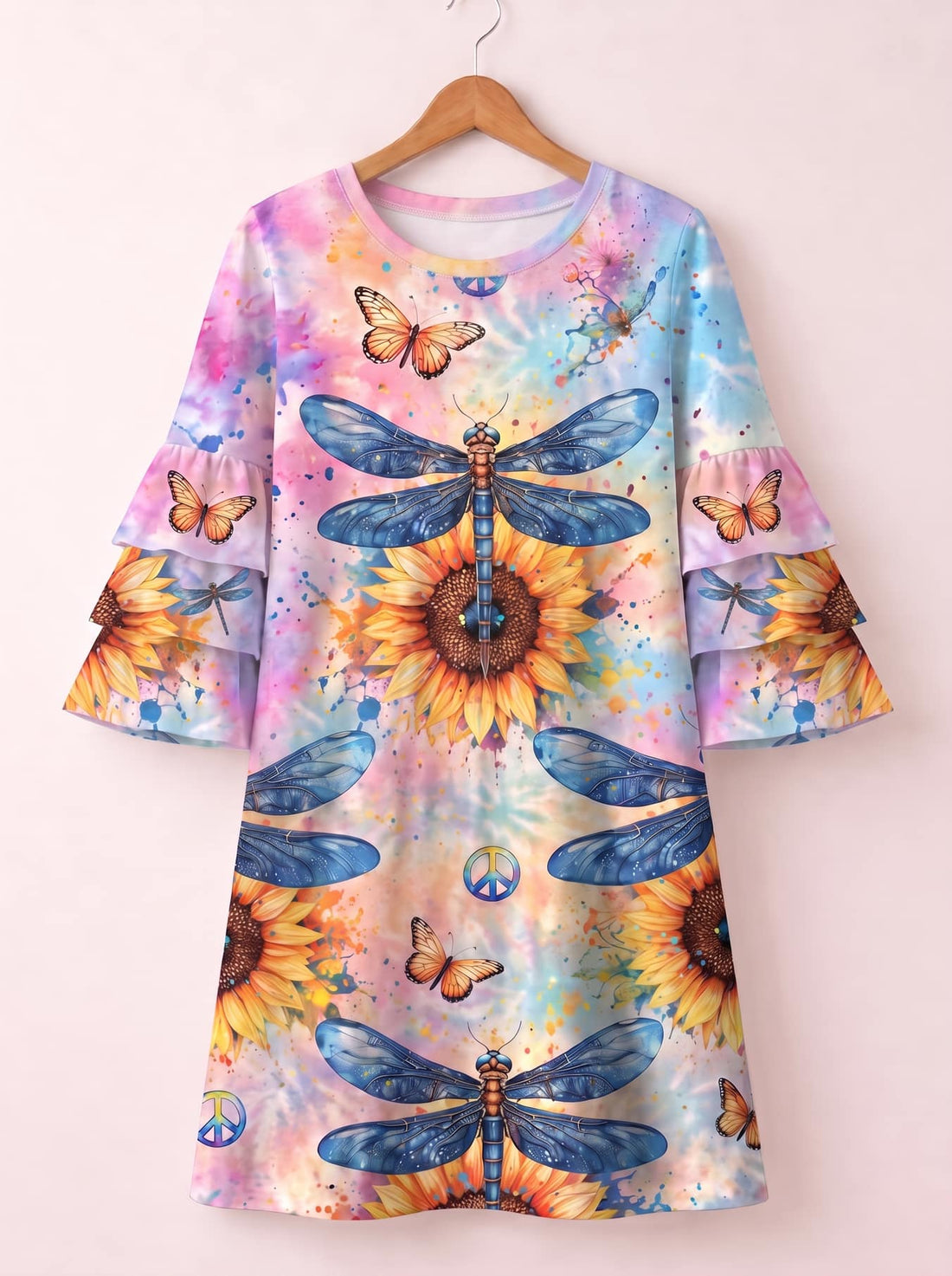 "Daydream" Stacked Ruffle Sleeve Dress