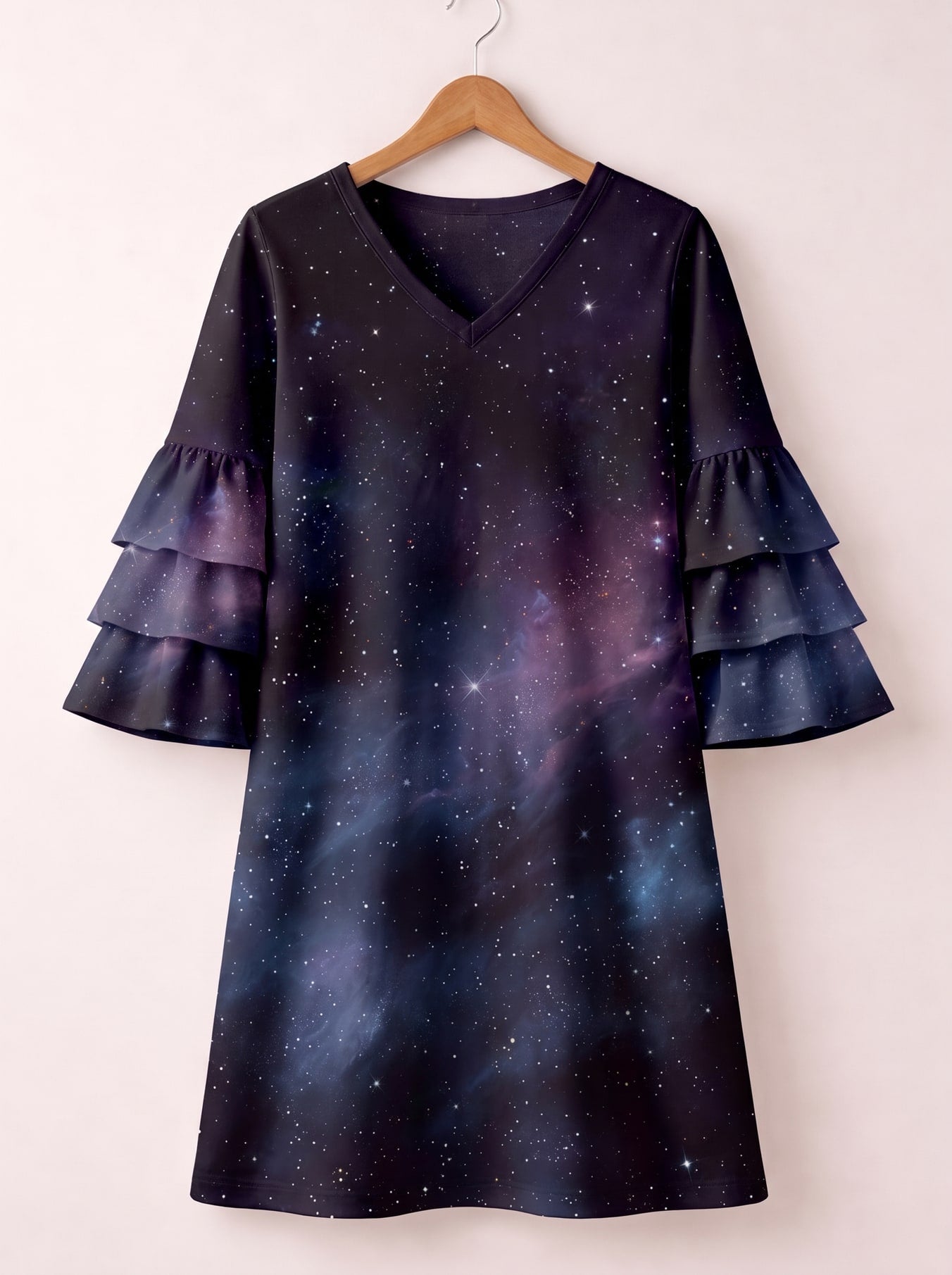 "Nebula" Stacked Ruffle Sleeve Dress