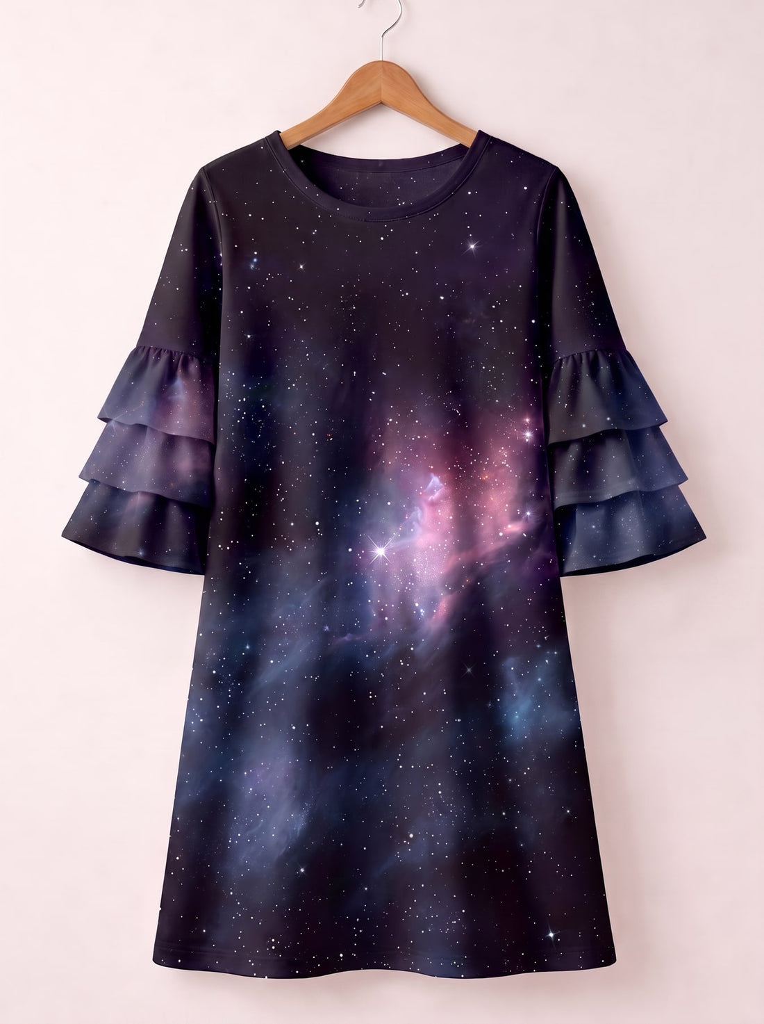 "Nebula" Stacked Ruffle Sleeve Dress