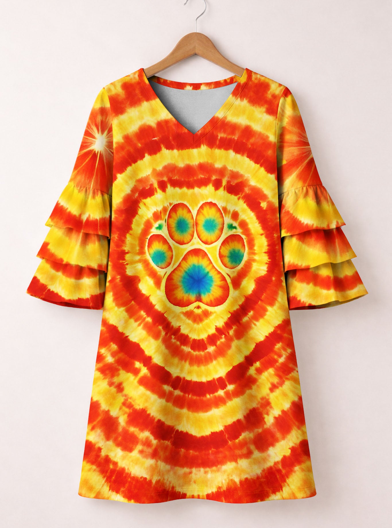 "Fetch" Stacked Ruffle Sleeve Dress