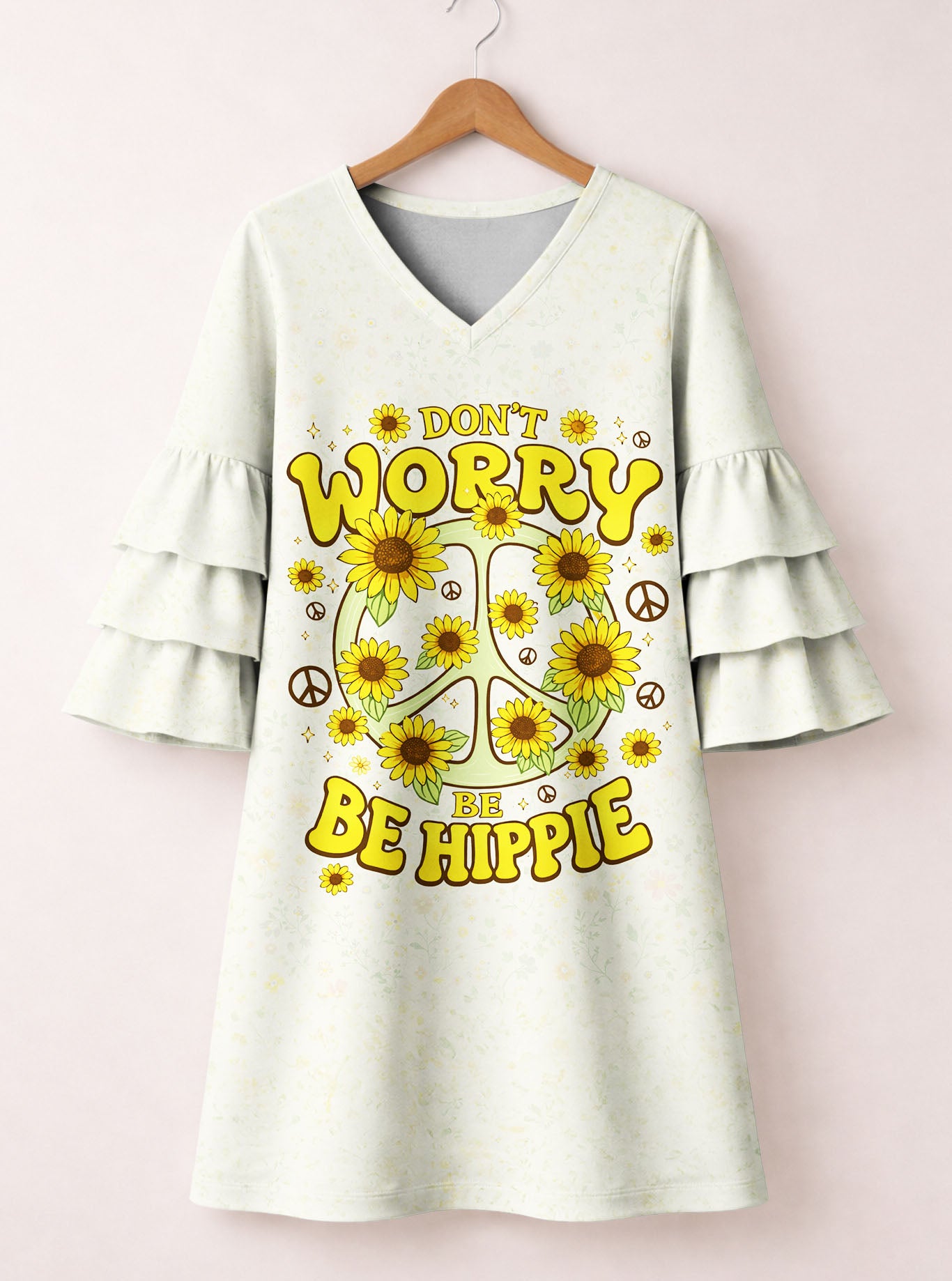 "Breezy" Stacked Ruffle Sleeve Dress