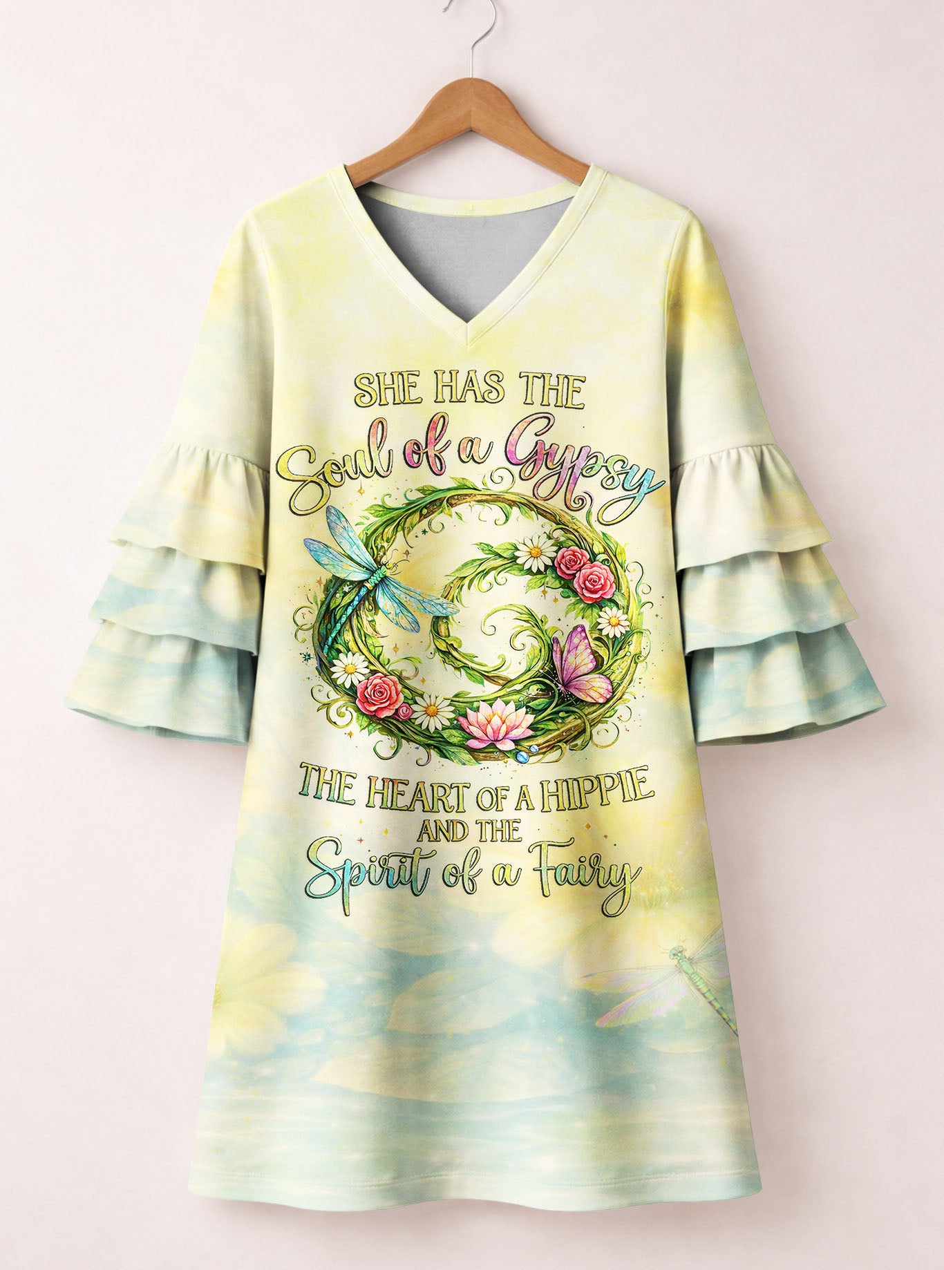 "Sprite" Stacked Ruffle Sleeve Dress