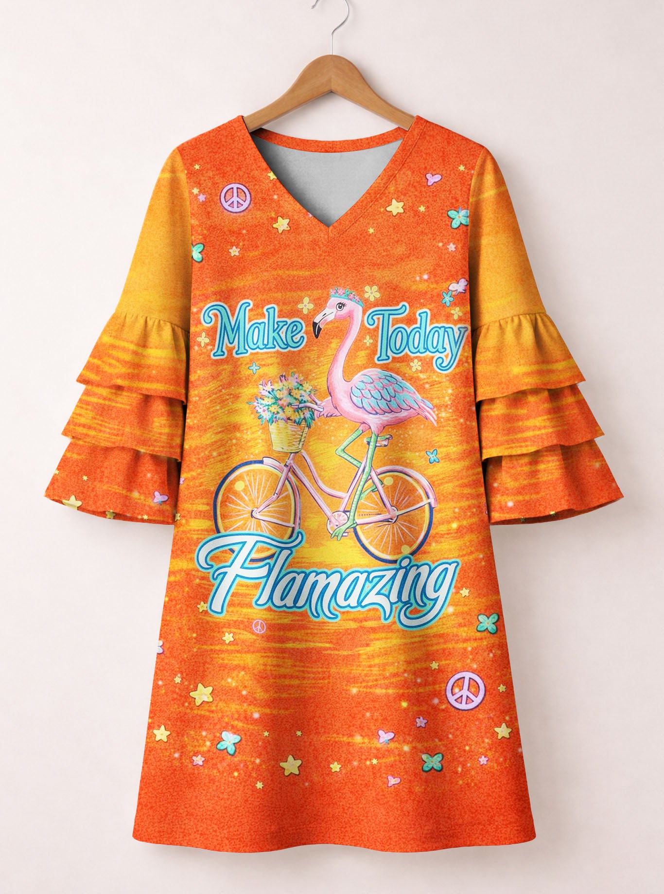 "Zesty" Stacked Ruffle Sleeve Dress